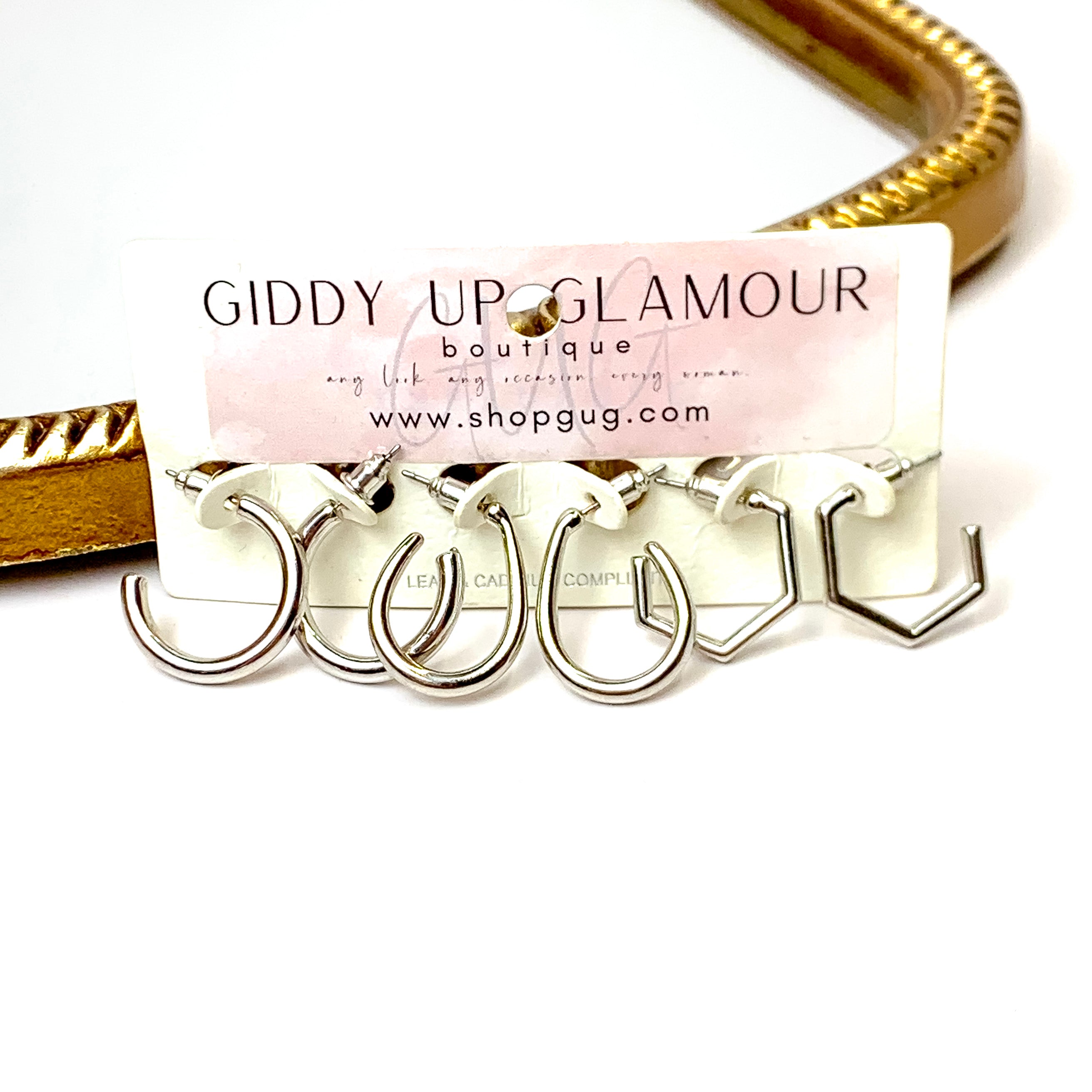 Trio Hoop Earring Set in Silver Tone - Giddy Up Glamour Boutique