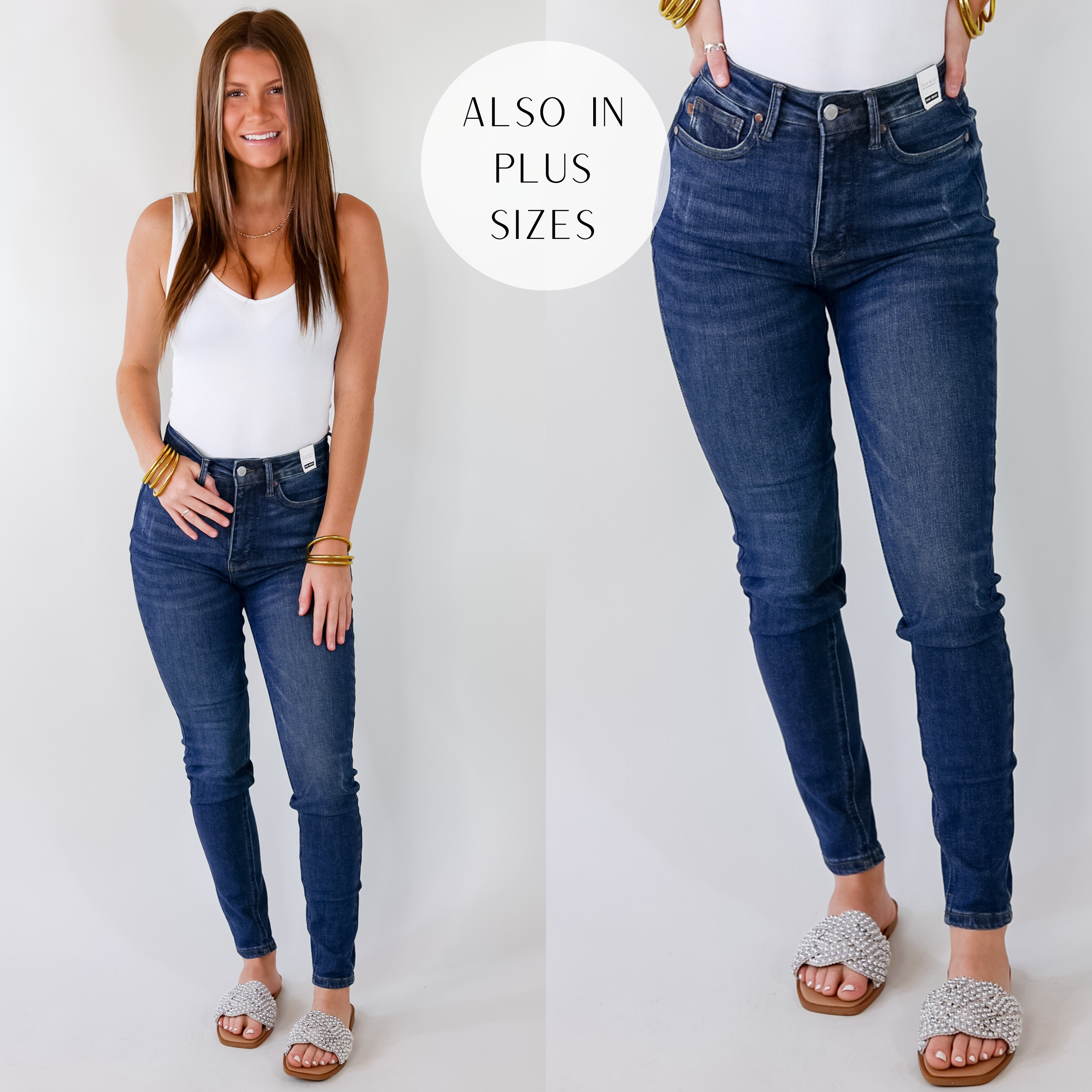 Judy Blue | Weekly Plan Control Top Skinny Jeans in Dark Wash - Giddy Up Glamour Boutique