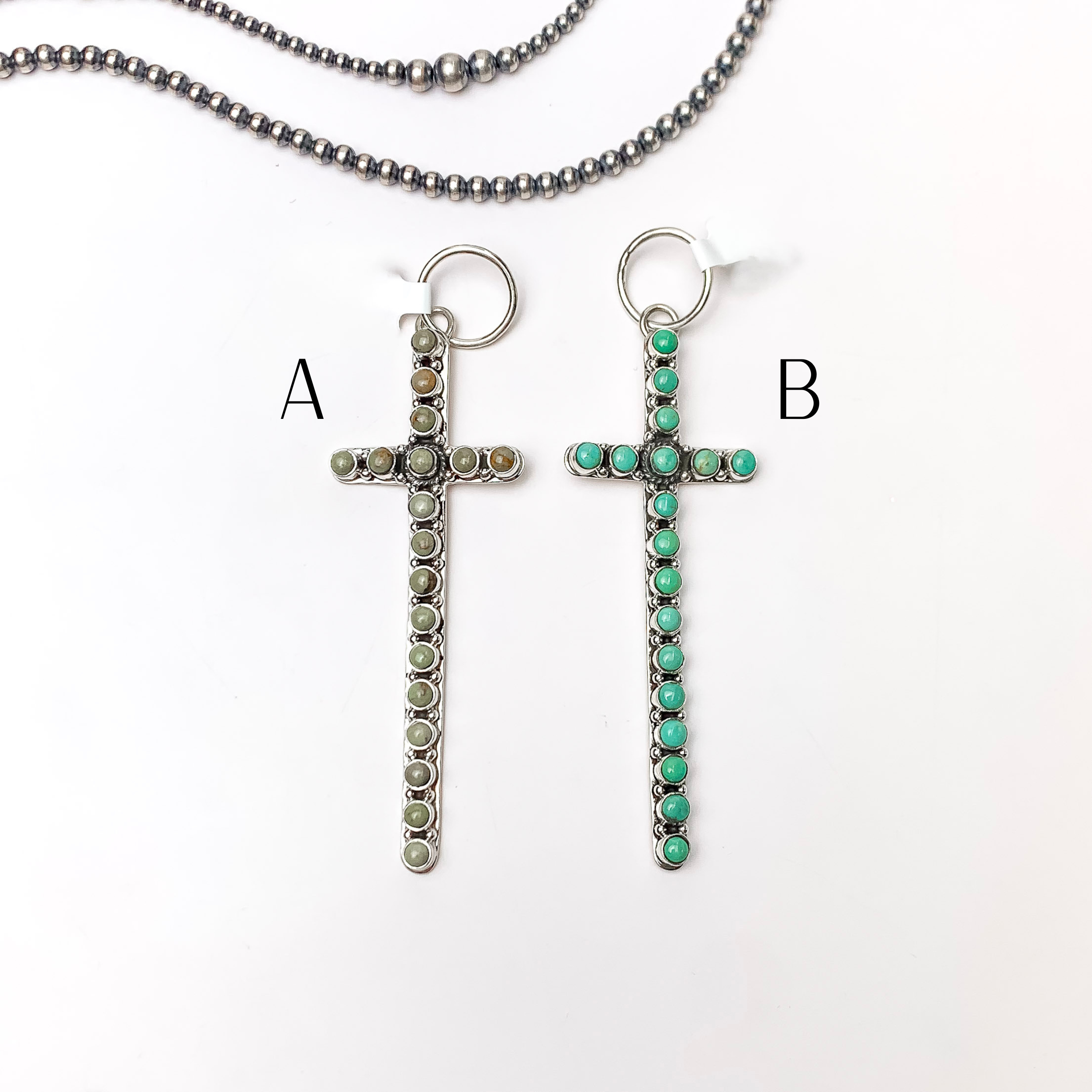 HaDa Collection | Sterling Silver in Kingman Turquoise Cross Pendant - Giddy Up Glamour Boutique