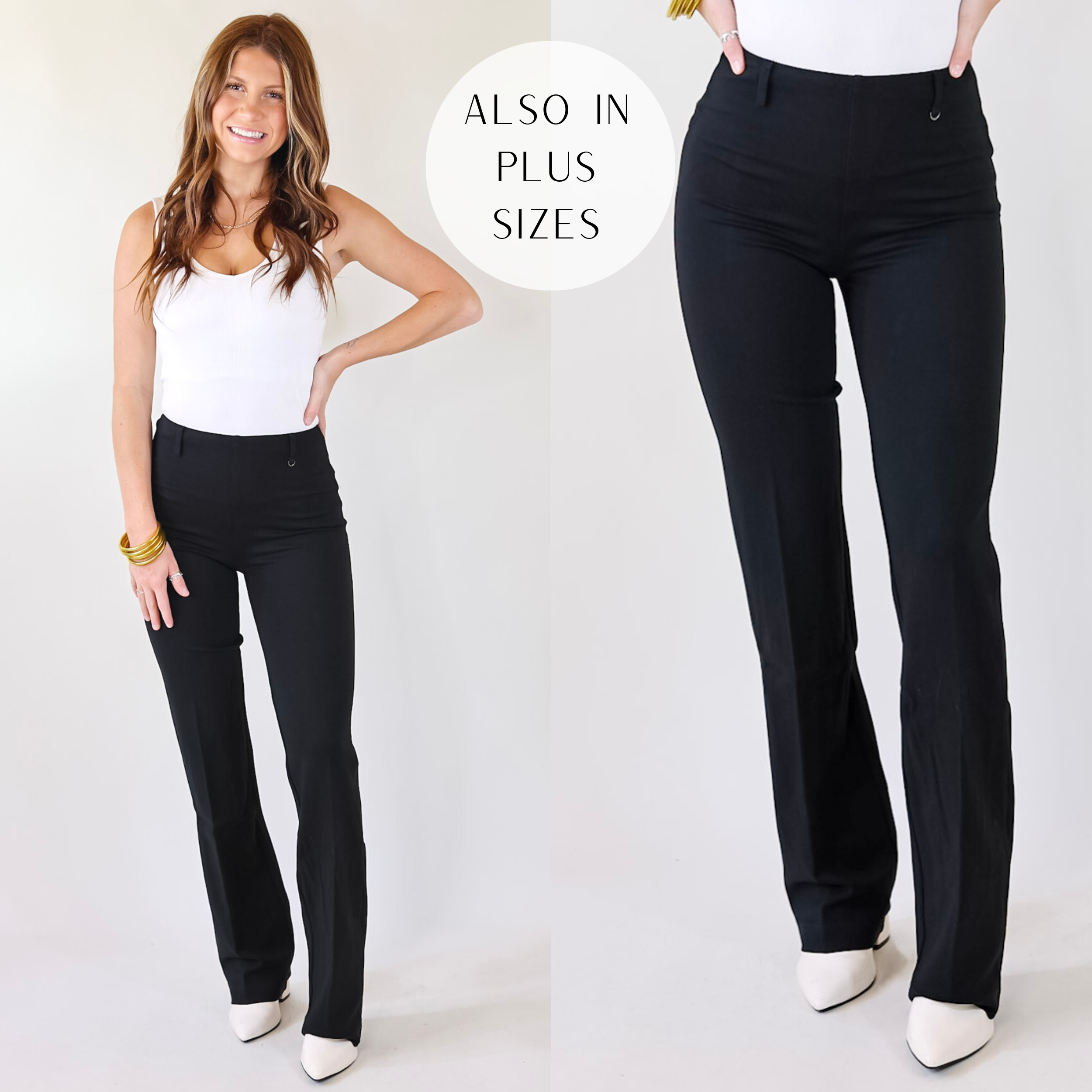 Lyssé | Ponte Baby Bootcut Pants in Black - Giddy Up Glamour Boutique