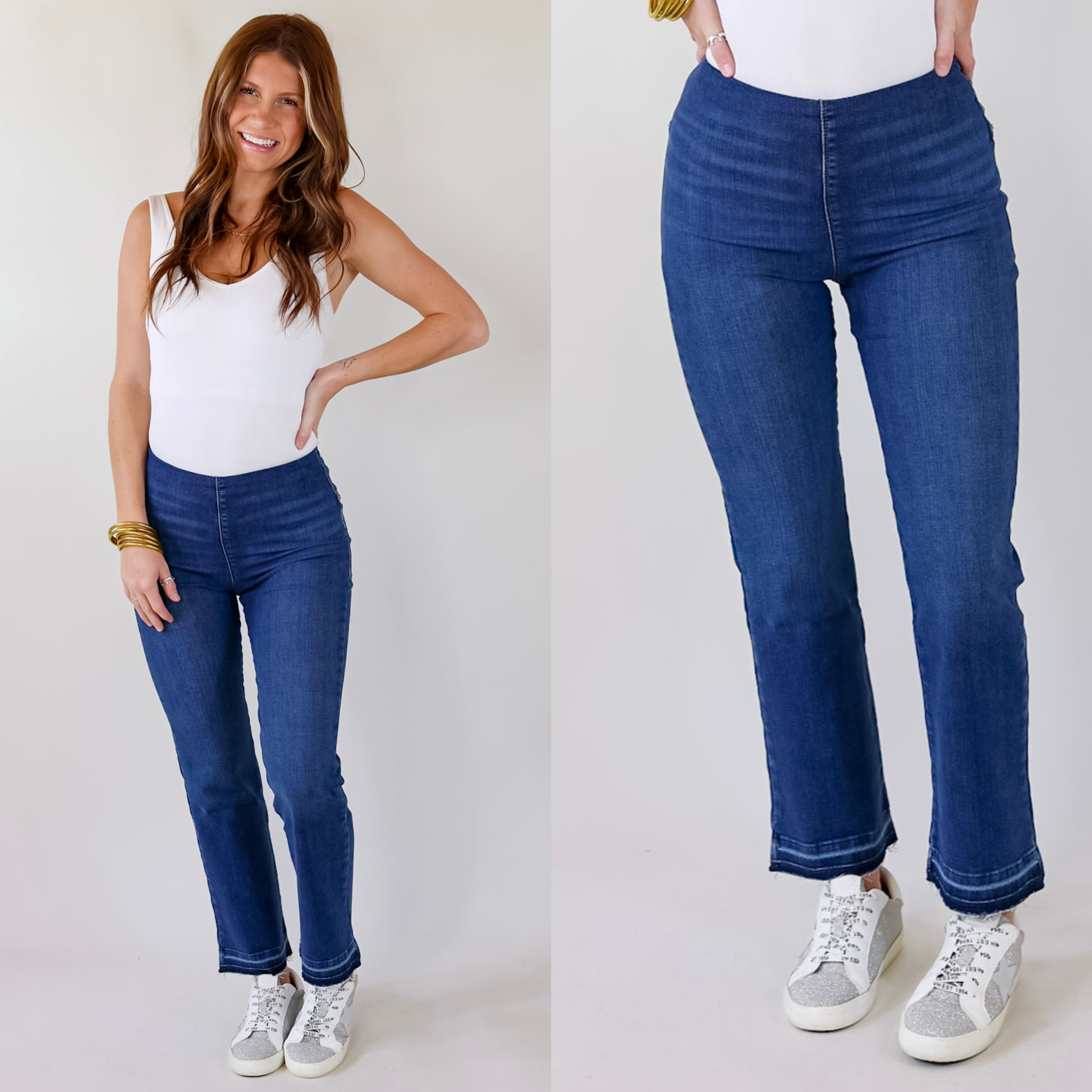 Online Exclusive | Lyssé | Holding Power Premium Denim Baby Bootcut Pants in Medium Wash - Giddy Up Glamour Boutique