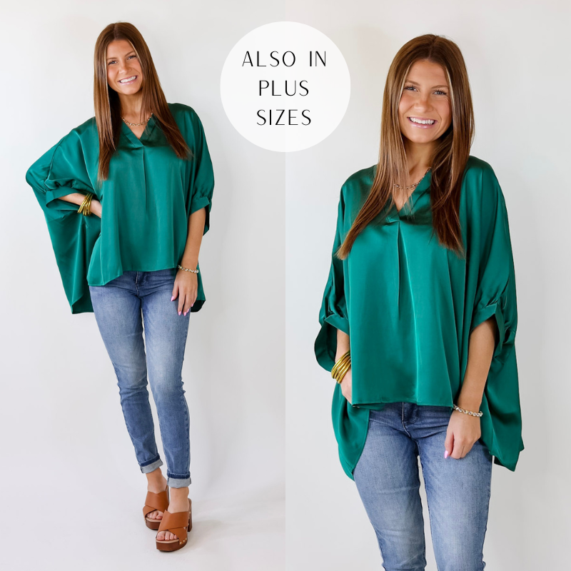 Green Oversized Half Sleeves Shirt|155048101