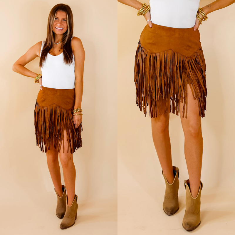 White Long Fringe Skirt