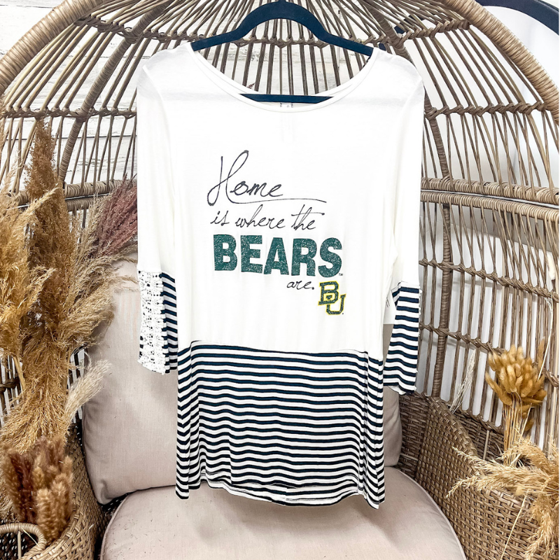 Baylor Bears Top With Striped Bottom - Giddy Up Glamour Boutique