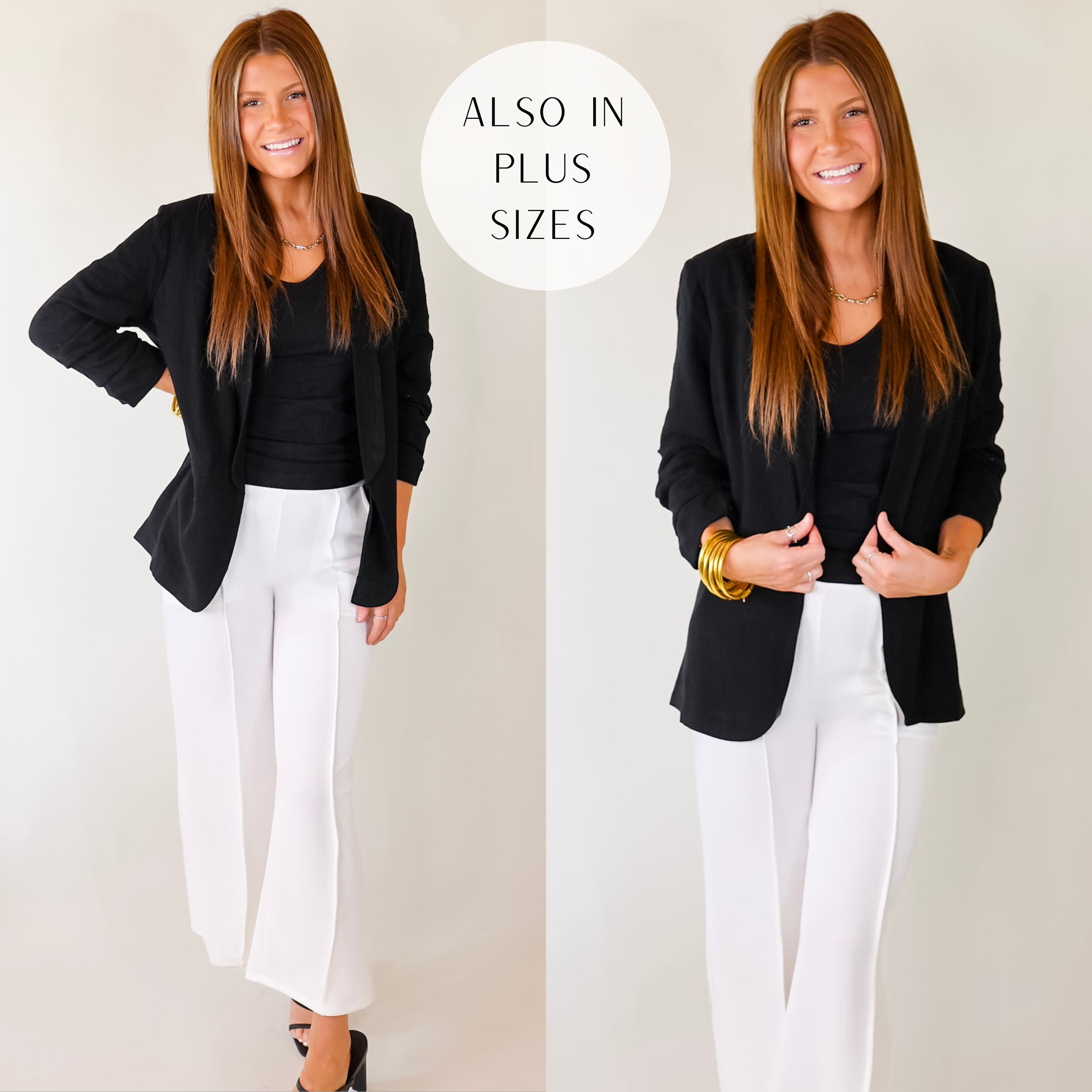 Promise Me Open Front Linen Blazer in Black - Giddy Up Glamour Boutique