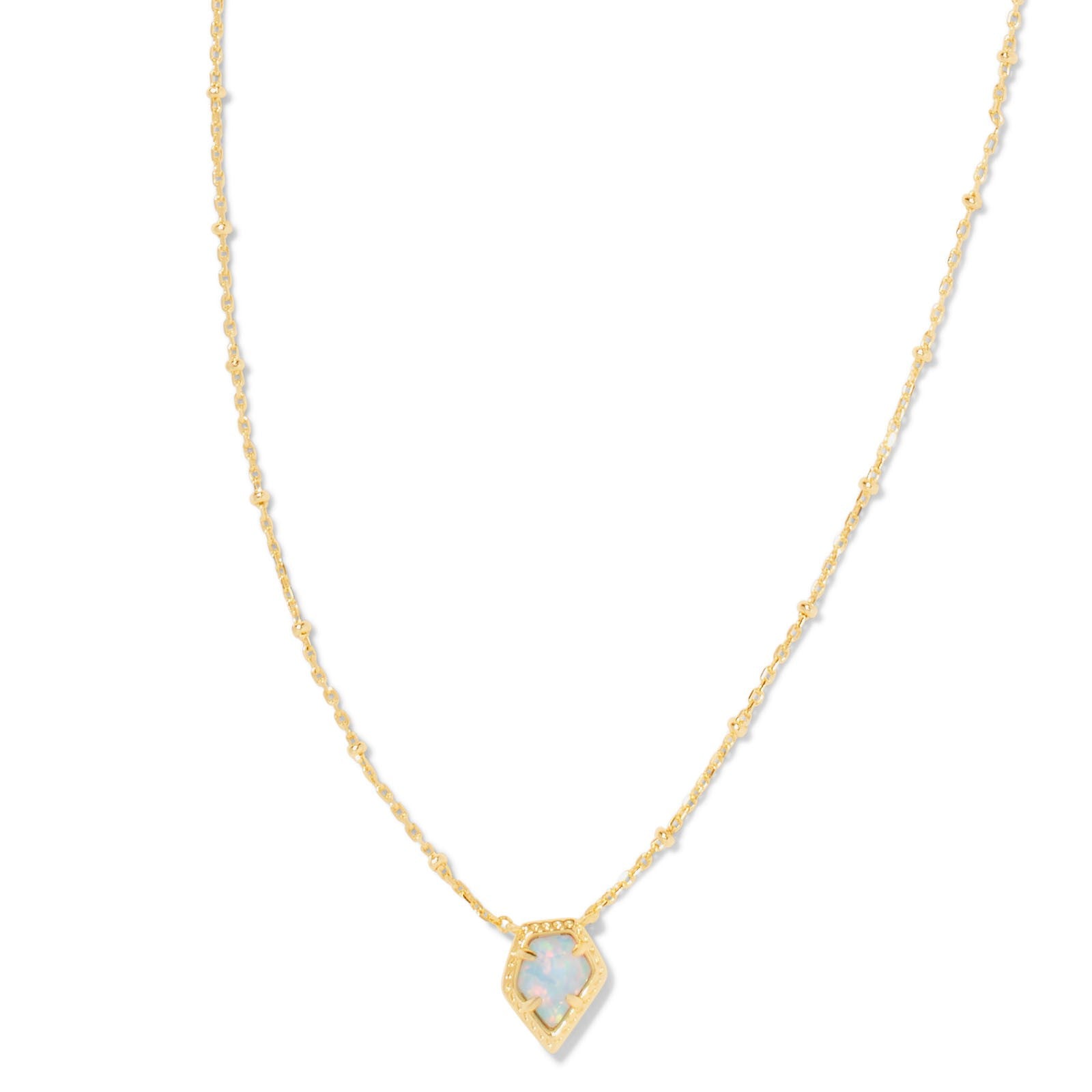 Kendra Scott | Framed Tess Gold Satellite Short Pendant Necklace in Luster Light Blue Kyocera Opal - Giddy Up Glamour Boutique