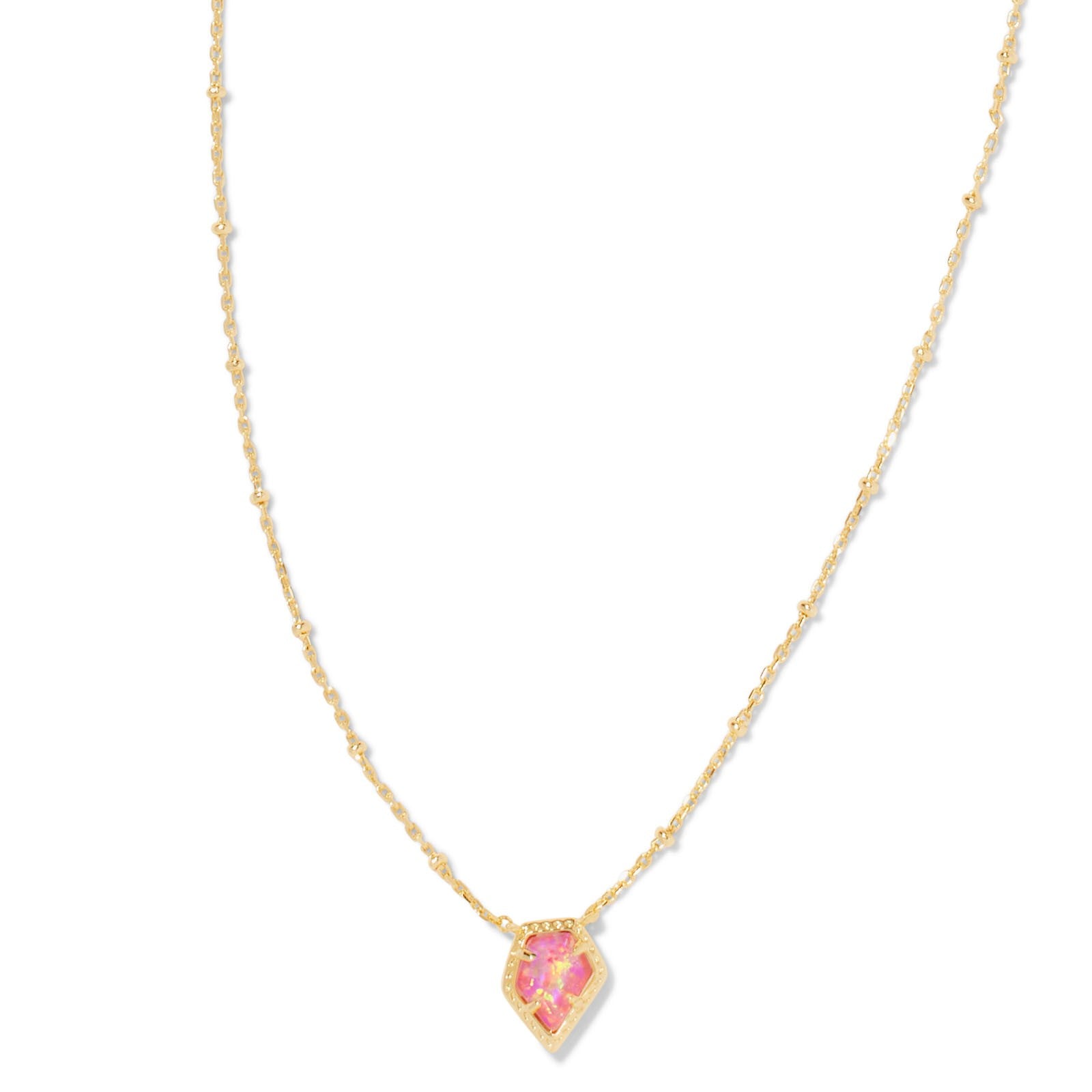 Kendra Scott | Framed Tess Gold Satellite Short Pendant Necklace in Luster Rose Pink Kyocera Opal - Giddy Up Glamour Boutique