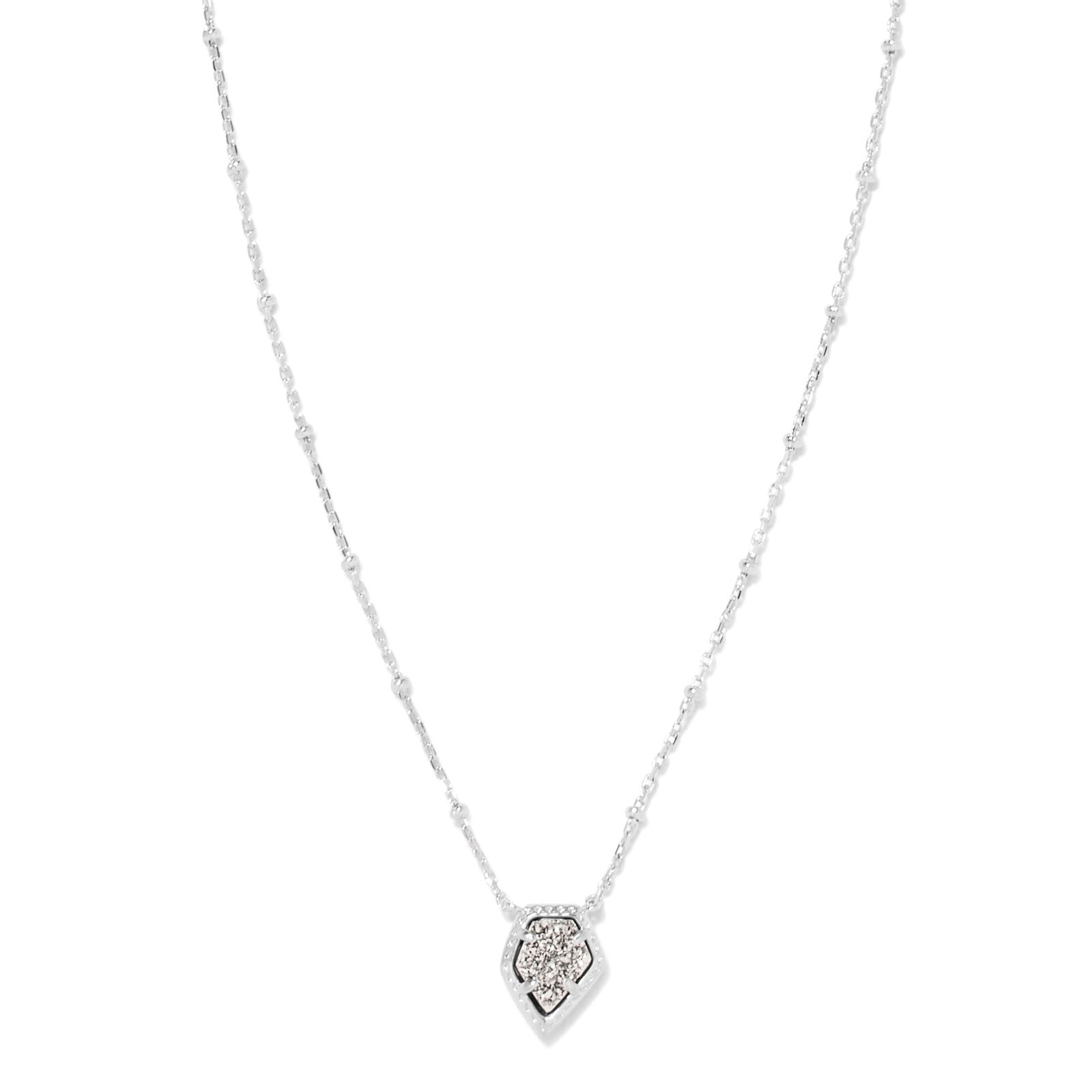 Kendra Scott | Framed Tess Silver Satellite Short Pendant Necklace in Platinum Drusy - Giddy Up Glamour Boutique