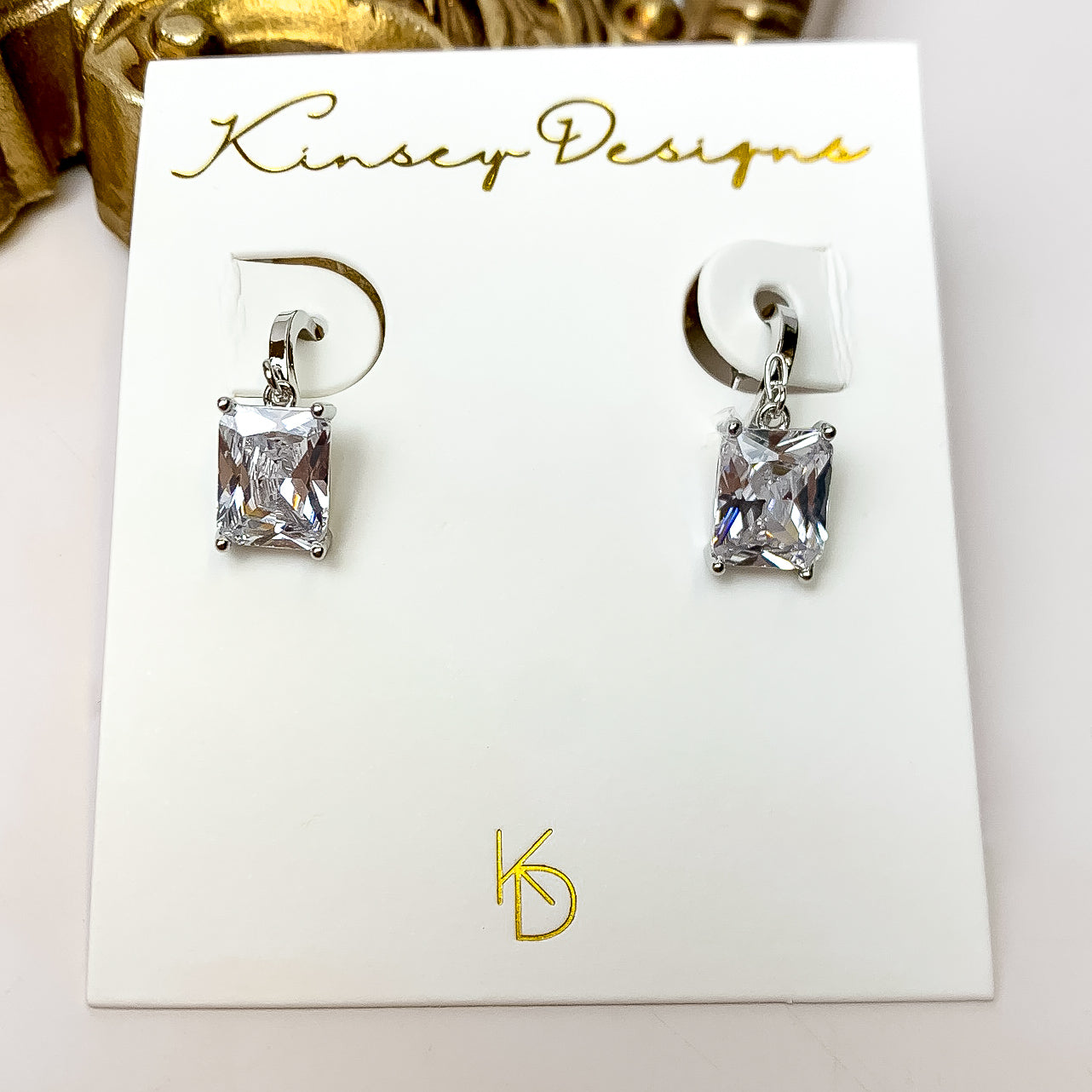 Kinsey Designs | Prism Huggie Silver Earrings with CZ Crystals - Giddy Up Glamour Boutique