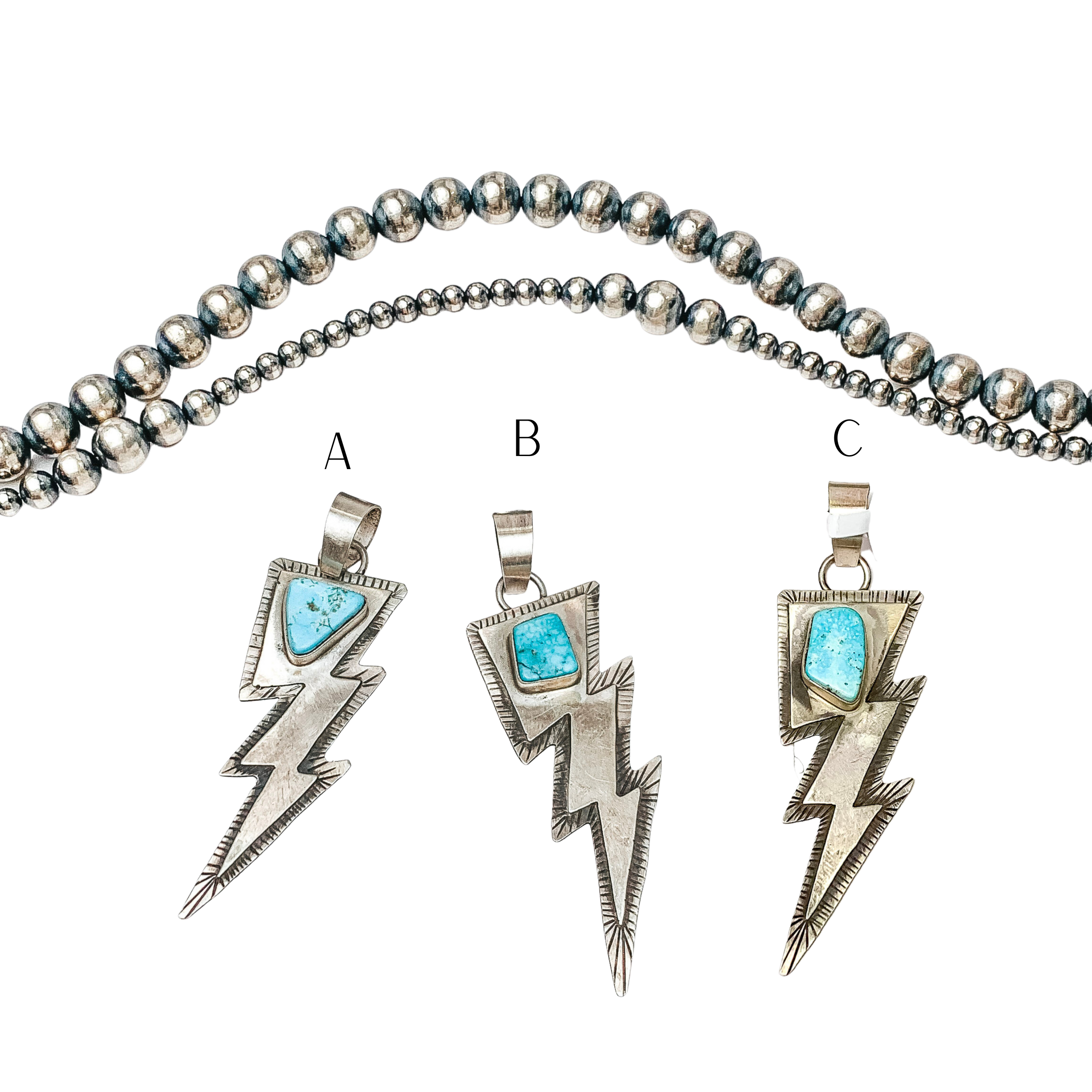 Scott Skeets | Navajo Handmade Sterling Silver Kingman Turquoise Lightening Bolt Pendant - Giddy Up Glamour Boutique
