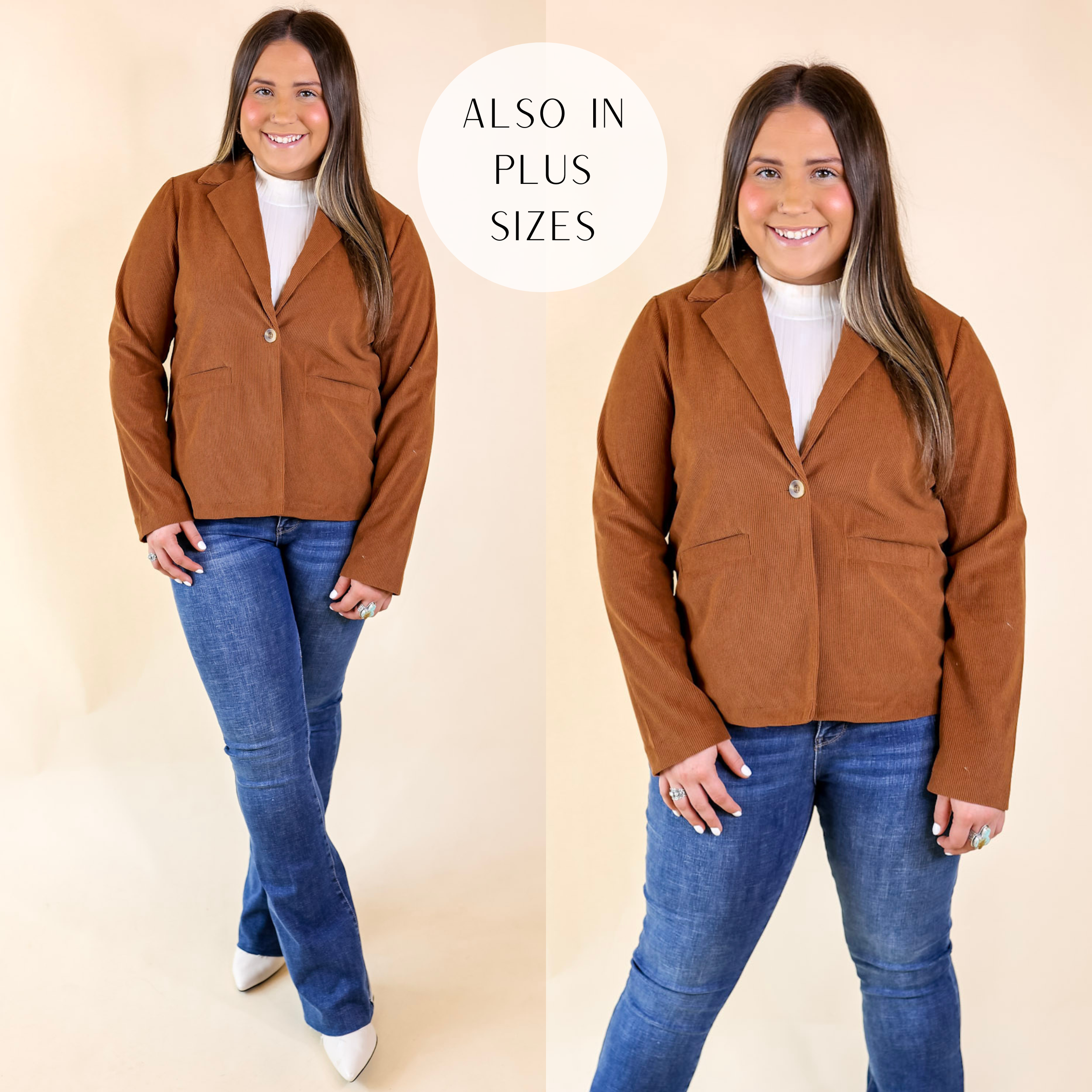New York Groove Corduroy Blazer in Brown - Giddy Up Glamour Boutique