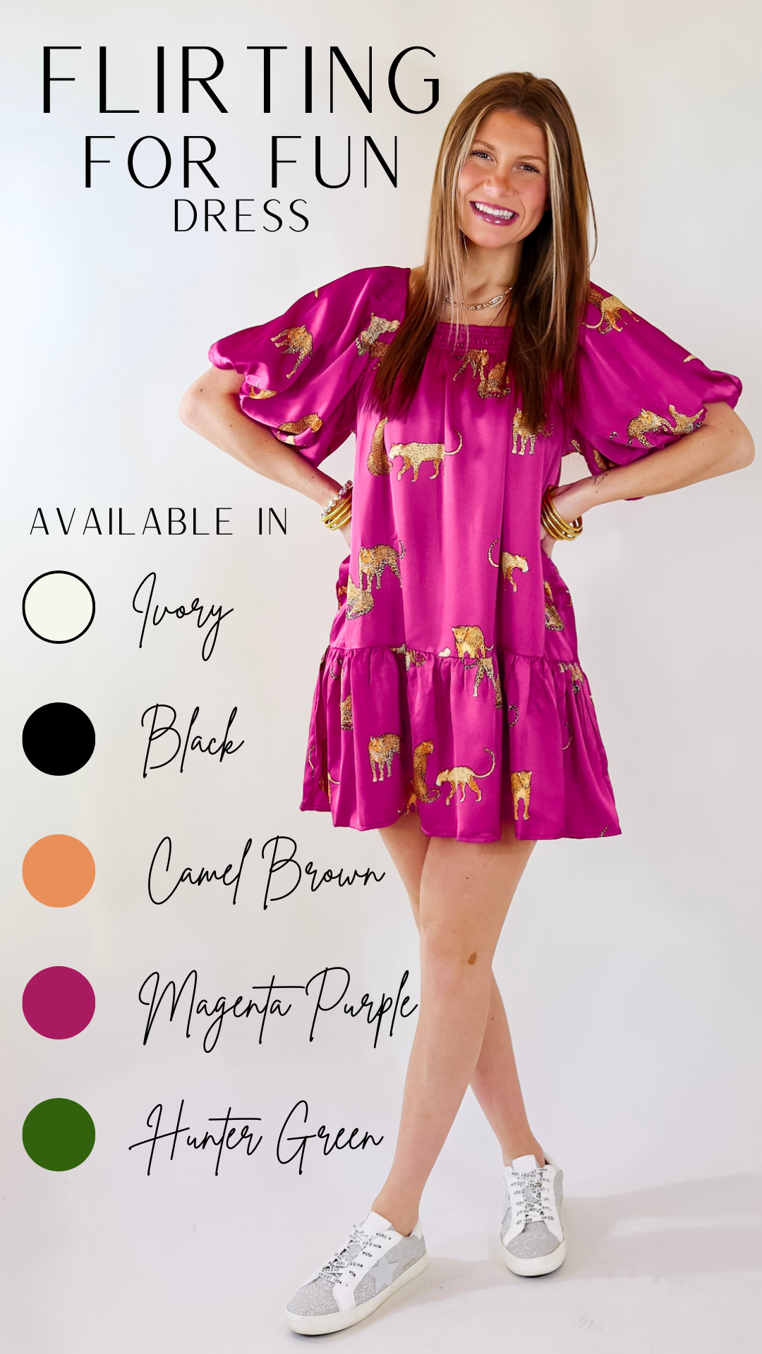 Flirting For Fun Leopard Print Satin Midi Dress in Magenta Pink - Giddy Up Glamour Boutique