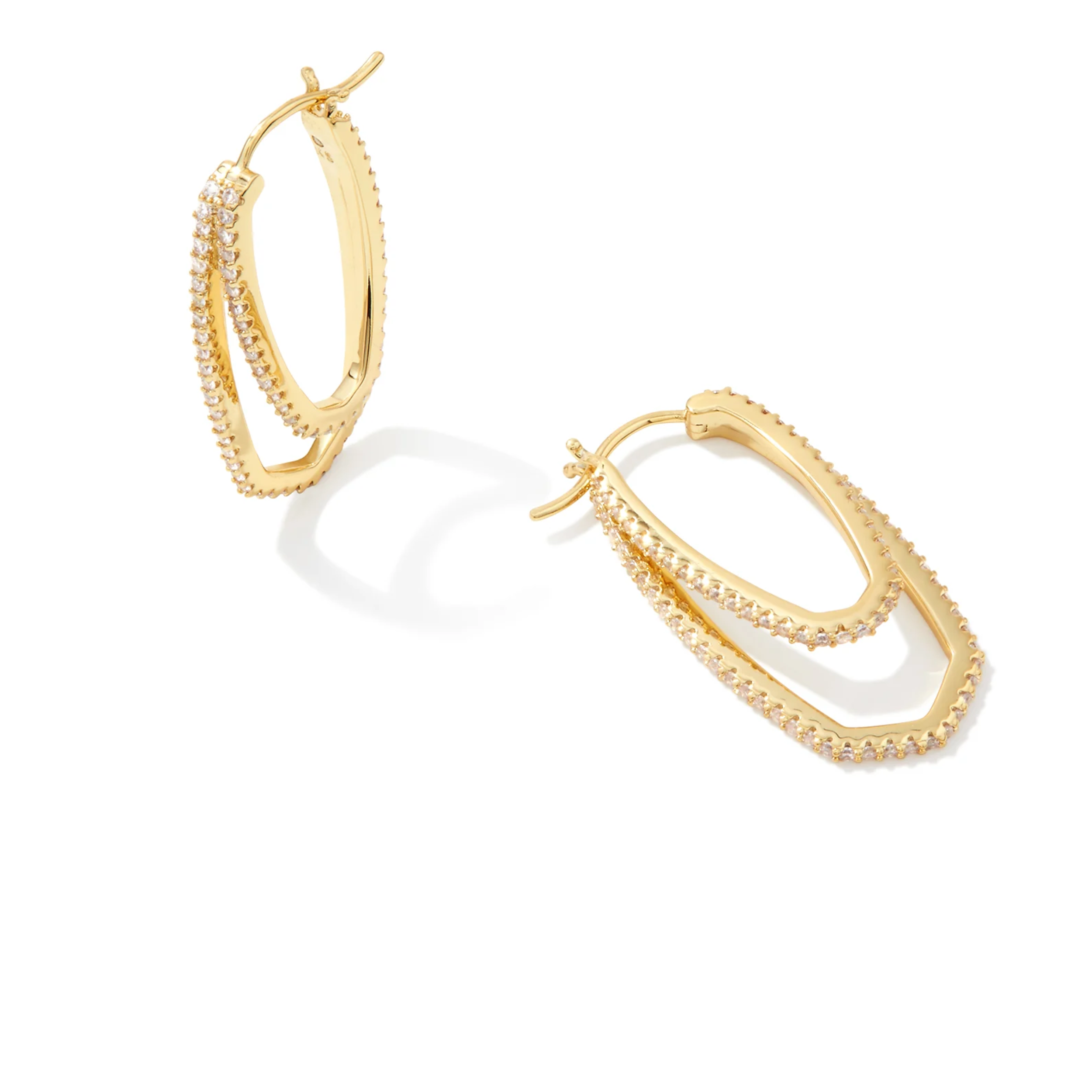 Kendra Scott | Murphy Gold Hoop Earrings in White Crystal - Giddy Up Glamour Boutique