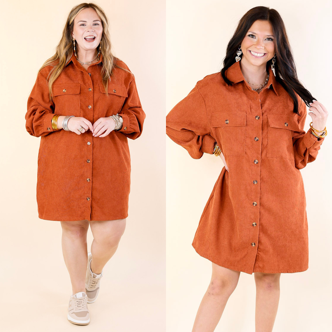 Corduroy button up dress best sale