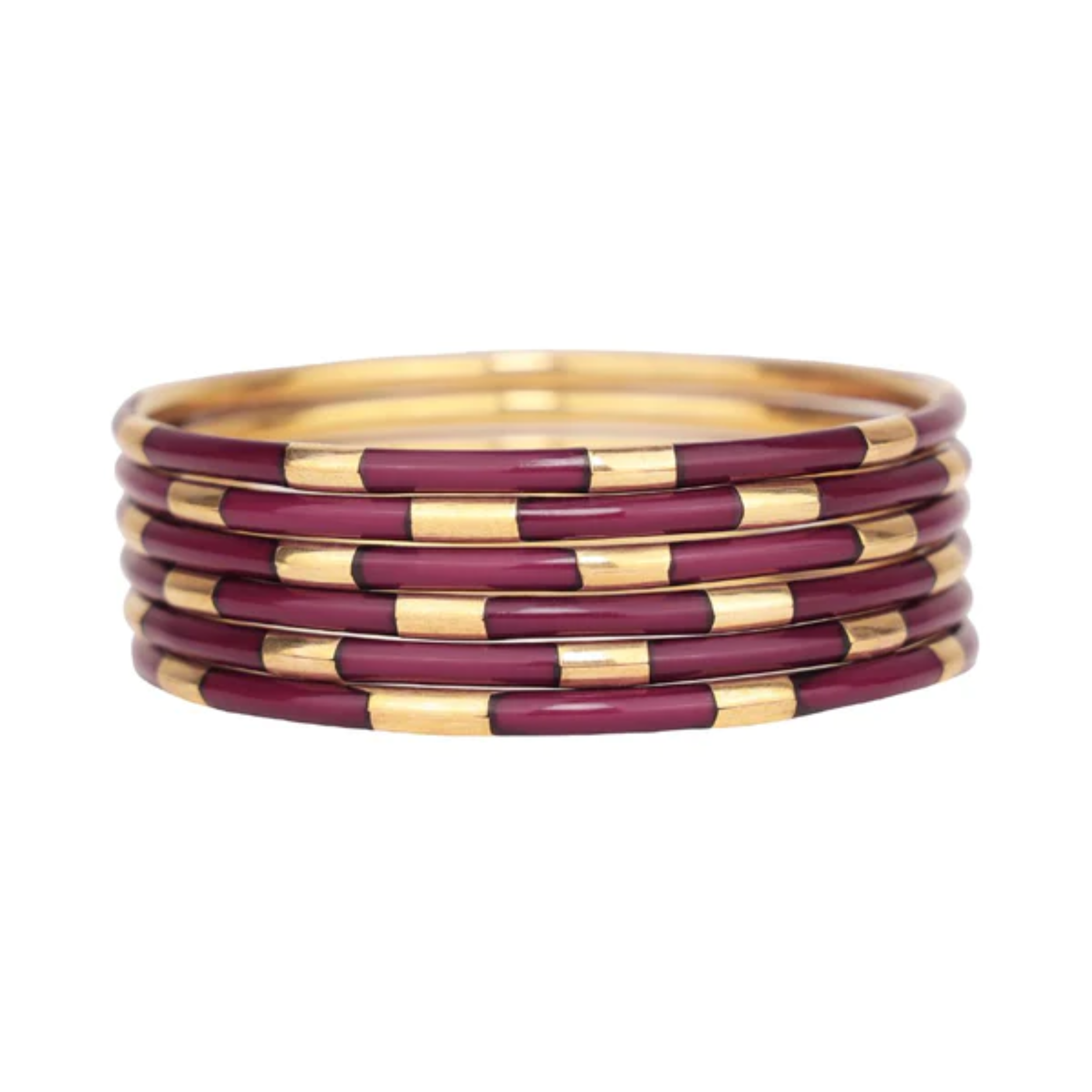 This set of Veda Bangles in Maroon by Budha Girl is pictured on a white background.