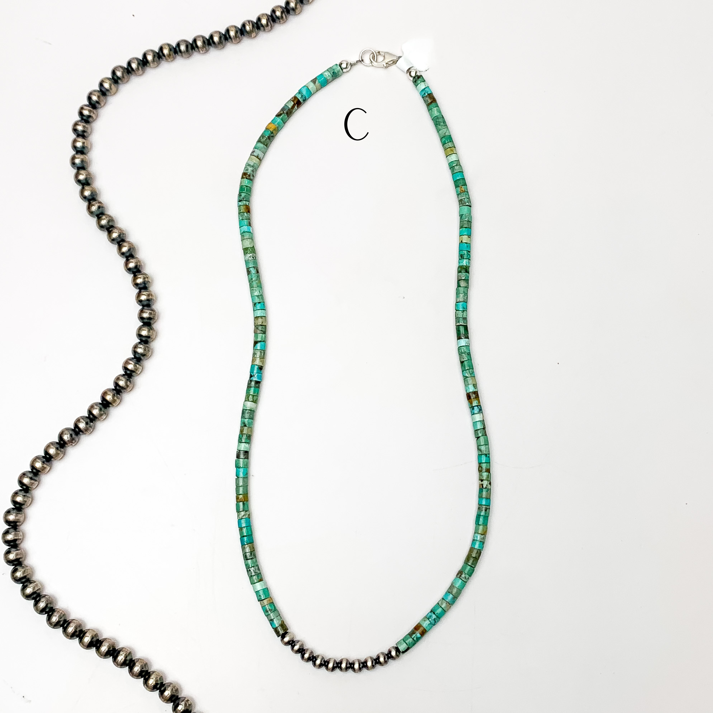 Corraine Smith | Navajo Handmade Heishi Beaded Necklace with Navajo Pearls in Kingman Turquoise - Giddy Up Glamour Boutique