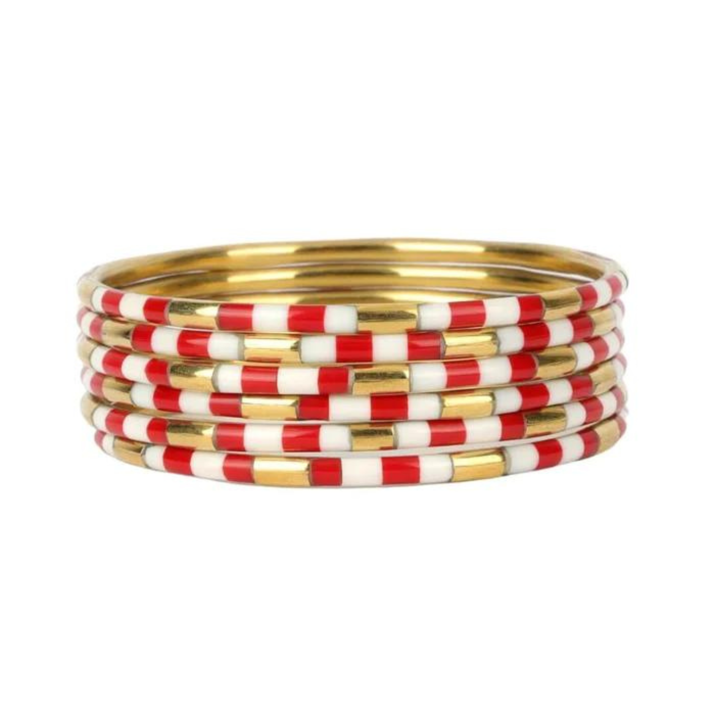 BuDhaGirl | Set of Six | Veda Bangles in Red/White - Giddy Up Glamour Boutique
