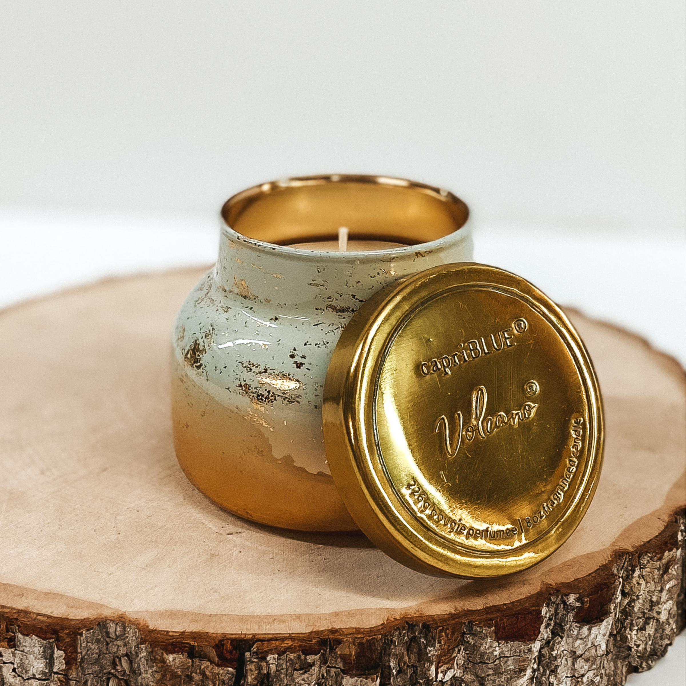 Capri Blue | 8 oz. Glimmer Petite Jar Candle in Gold | Volcano - Giddy Up Glamour Boutique