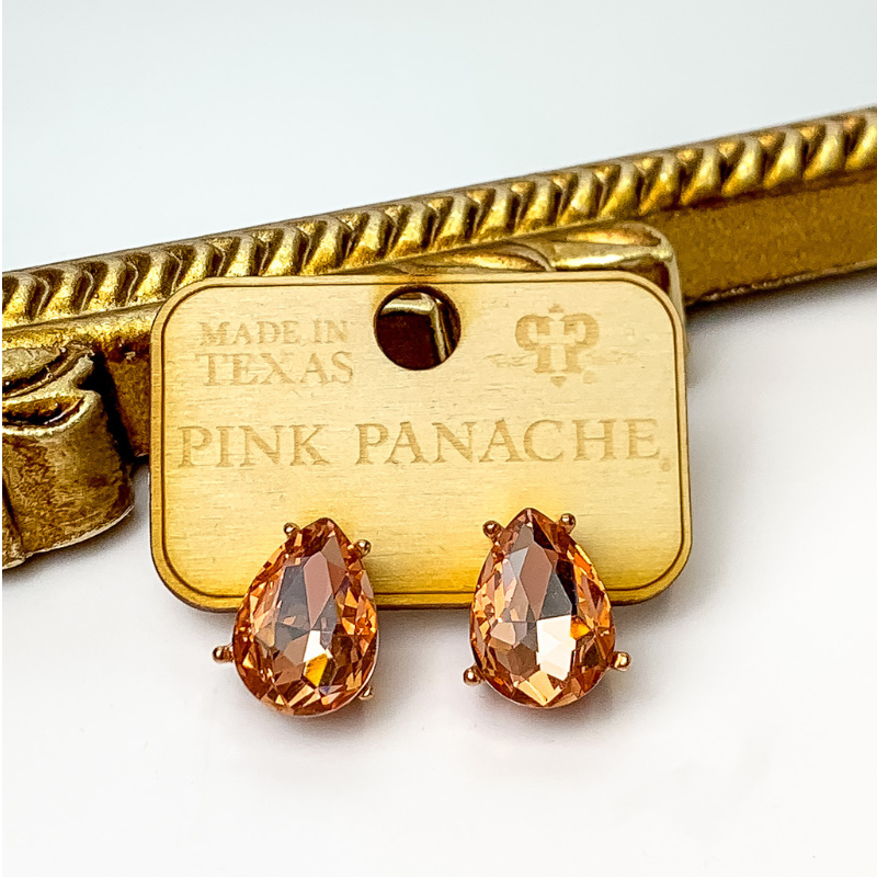 Pink Panache Teardrop Stud Earrings in Blush Pink - Giddy Up Glamour Boutique