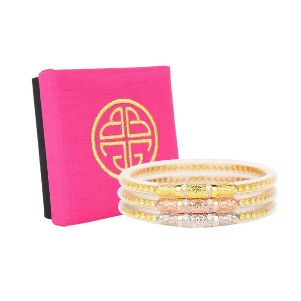 BuDhaGirl | Set of Three | Three Queens All Weather Bangles in Yellow Rose - Giddy Up Glamour Boutique