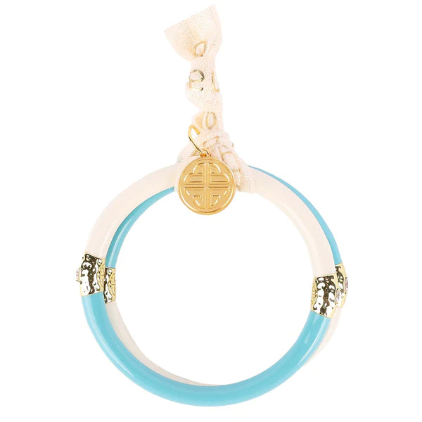 BuDhaGirl | Set of Two | Yin & Yang All Weather Bangles in Turquoise/Ivory - Giddy Up Glamour Boutique