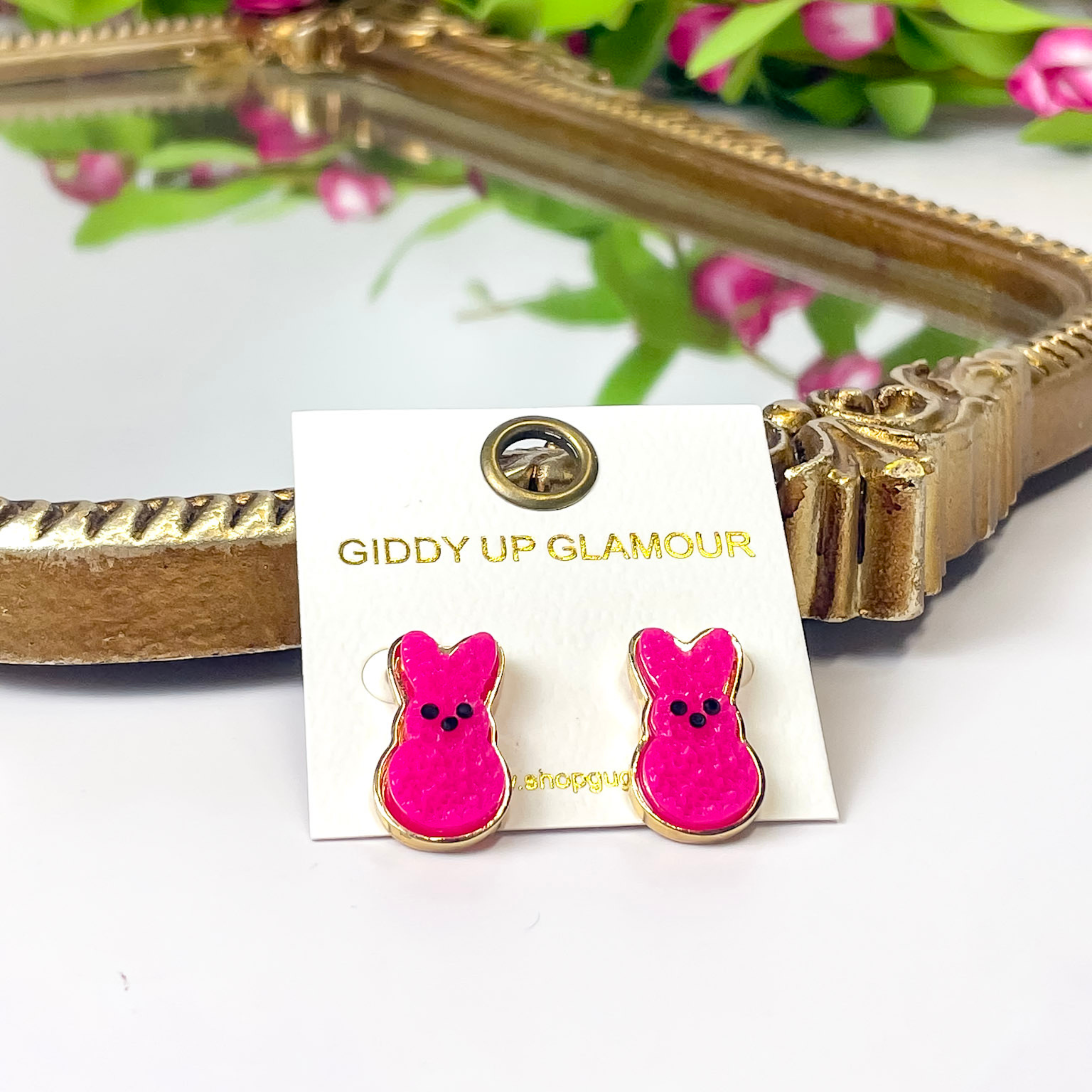 Bunny Stud Earrings in Hot Pink - Giddy Up Glamour Boutique