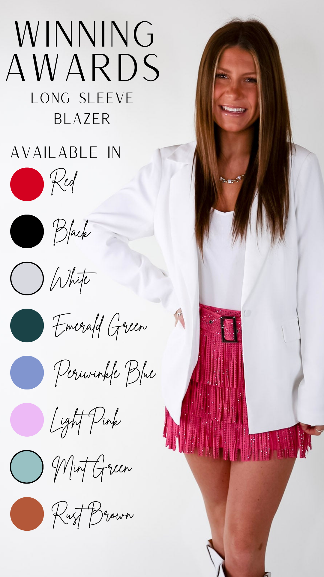 Winning Awards Long Sleeve Blazer in White - Giddy Up Glamour Boutique