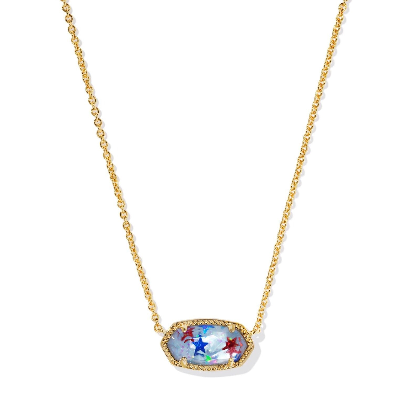 Kendra Scott | Elisa Gold Short Pendant Necklace in Red, White, and Blue Illusion - Giddy Up Glamour Boutique