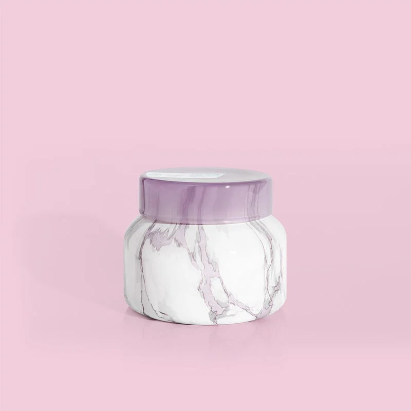 Capri Blue | 8 oz. Marble Petite Jar Candle in Amethyst | Aloha Orchid - Giddy Up Glamour Boutique