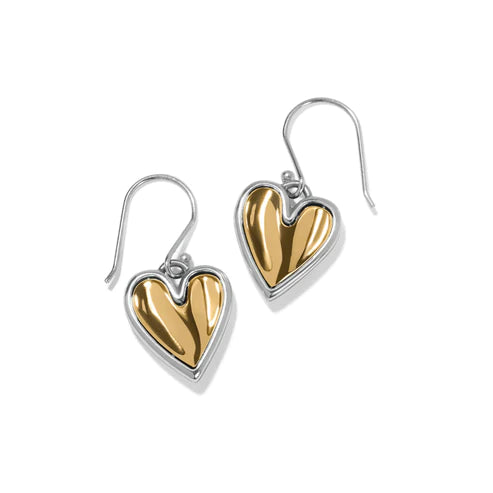 Brighton | Cascade Heart Reversible French Wire Earrings in Silver and Gold Tone - Giddy Up Glamour Boutique