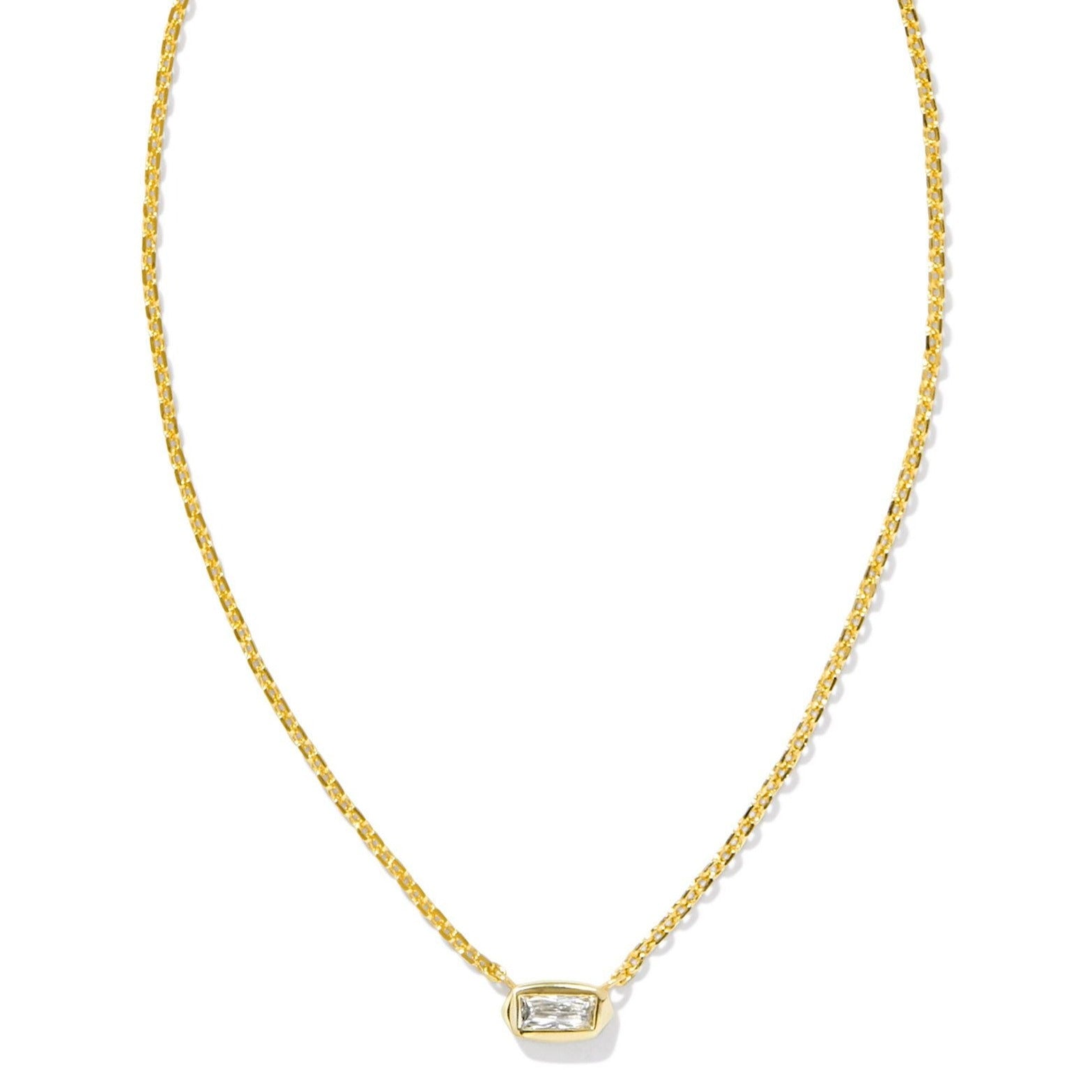 Kendra Scott | Fern Gold Crystal Short Pendant Necklace in White Crystal - Giddy Up Glamour Boutique