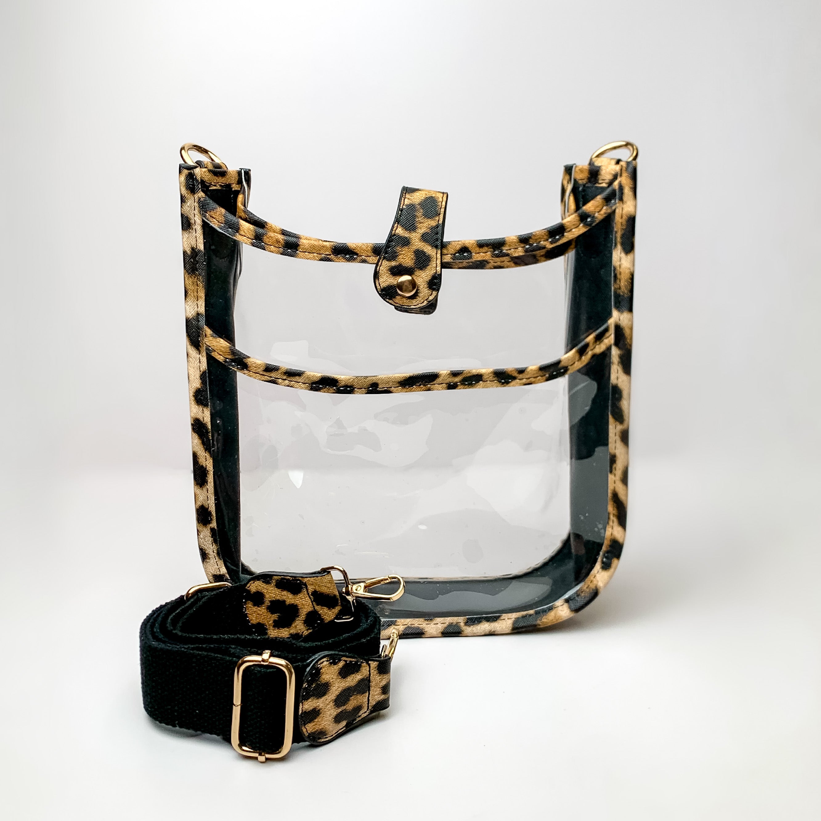 Crossbody Clear Travel Purse in Leopard Print - Giddy Up Glamour Boutique