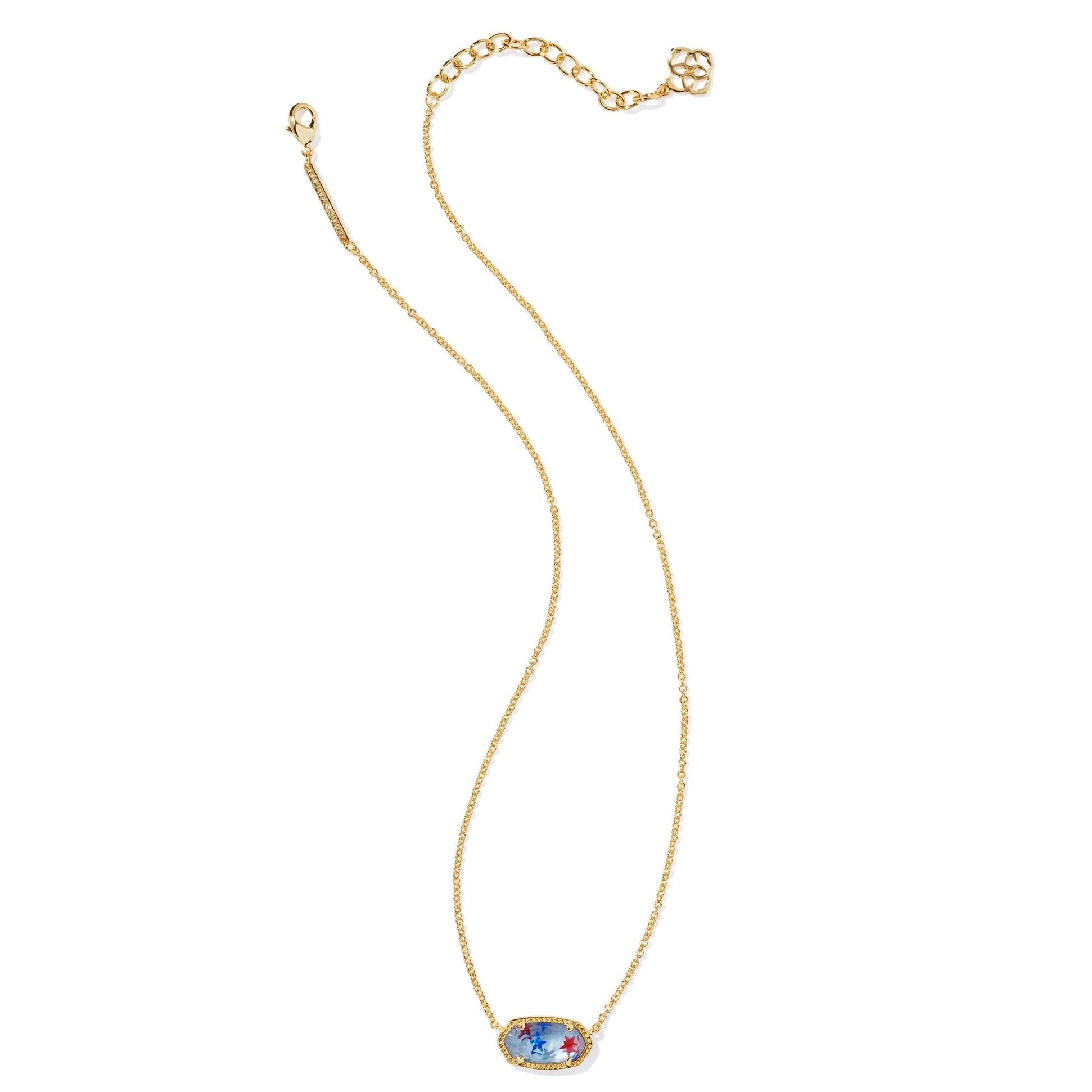Kendra Scott | Elisa Gold Short Pendant Necklace in Red, White, and Blue Illusion - Giddy Up Glamour Boutique