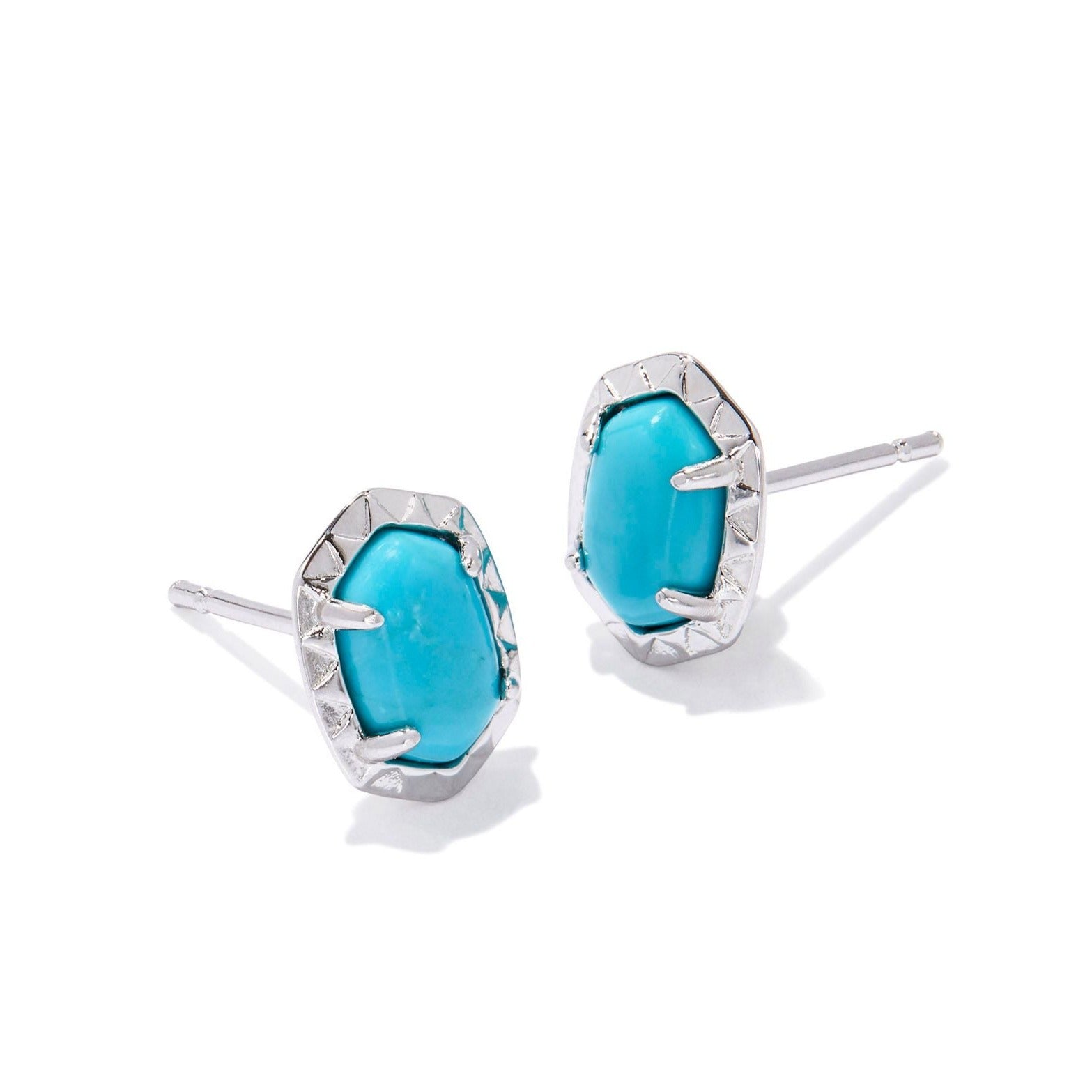 Kendra Scott Daphne Silver Stud Earrings in Variegated Turquoise