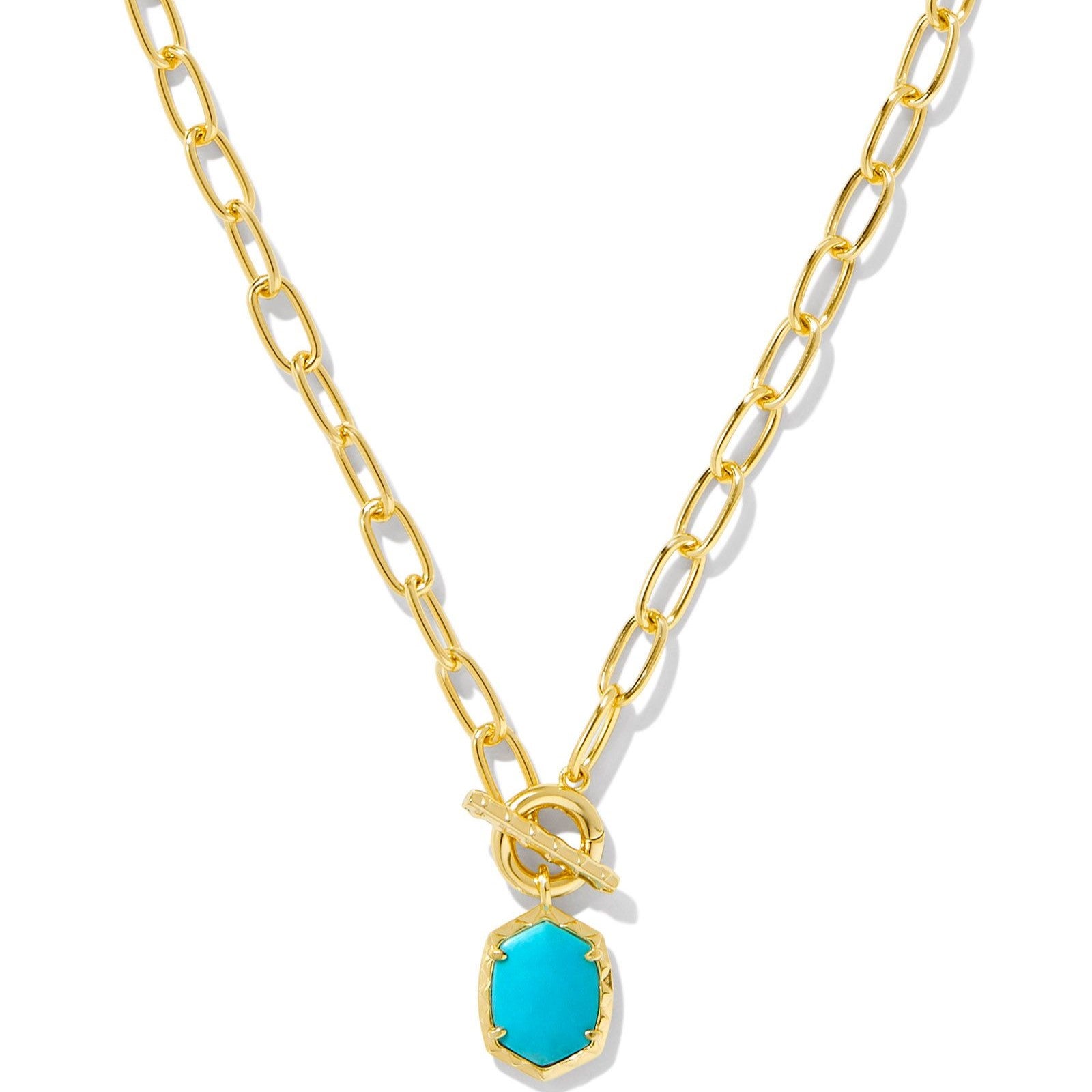 Kendra Scott | Daphne Gold Link and Chain Necklace in Variegated Turquoise Magnesite - Giddy Up Glamour Boutique