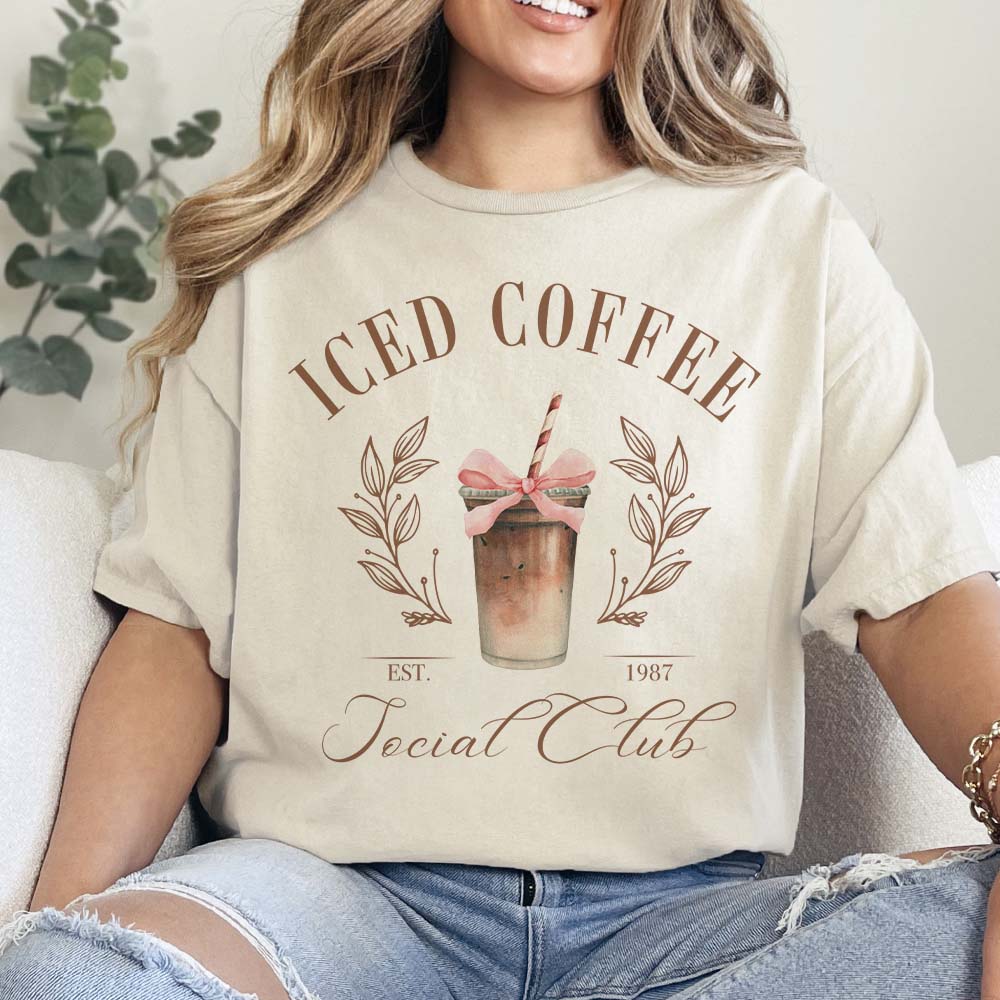 Online Exclusive | Iced Coffee Social Club Short Sleeve Graphic Tee in Cream - Giddy Up Glamour Boutique