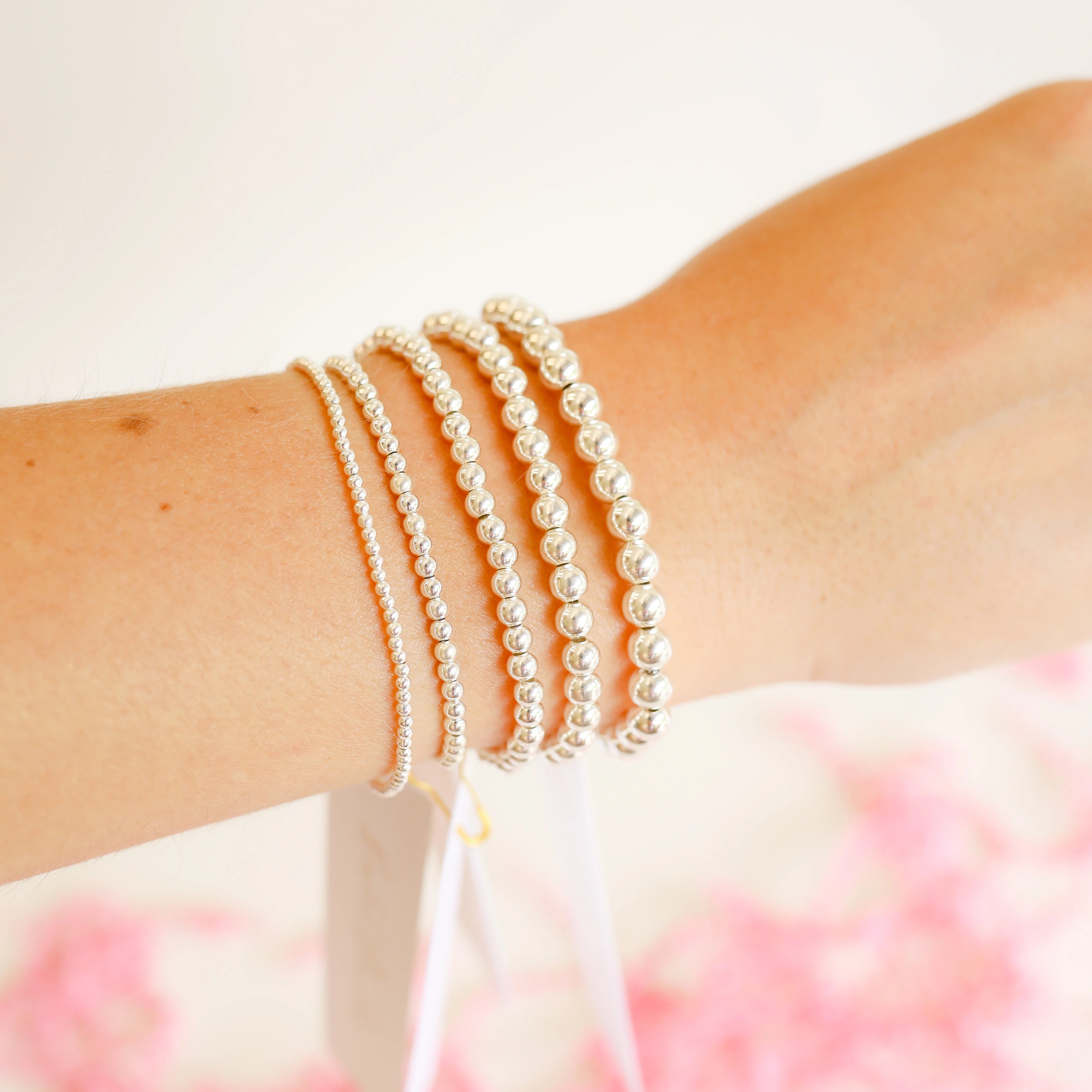 Beaded Blondes | 4MM Silver Beaded Bracelet - Giddy Up Glamour Boutique