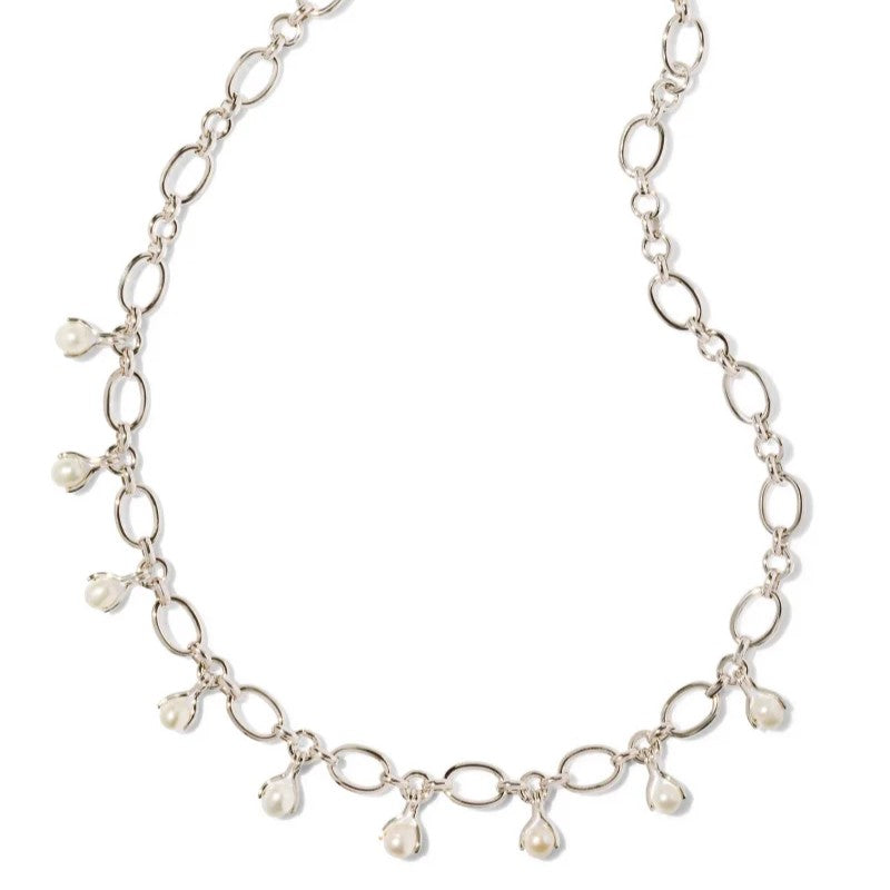 Kendra Scott | Ashton Silver Pearl Chain Necklace in White Pearl - Giddy Up Glamour Boutique
