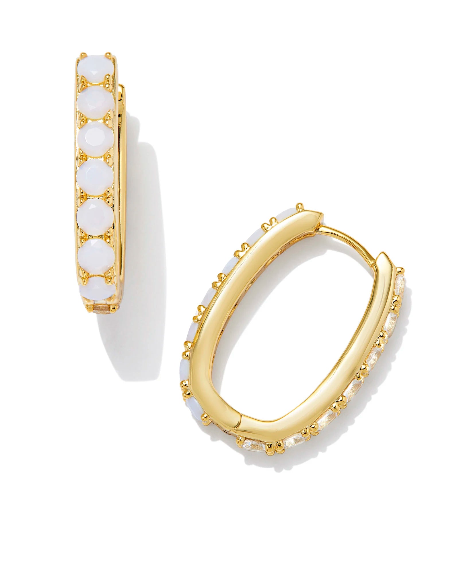 Kendra Scott | Chandler Gold Hoop Earrings in White Opalite Mix - Giddy Up Glamour Boutique