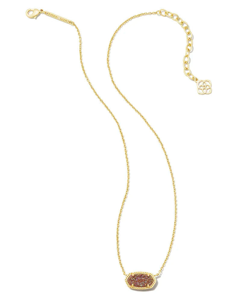 Kendra Scott | Elisa Gold Pendant Necklace in Spice Drusy - Giddy Up Glamour Boutique