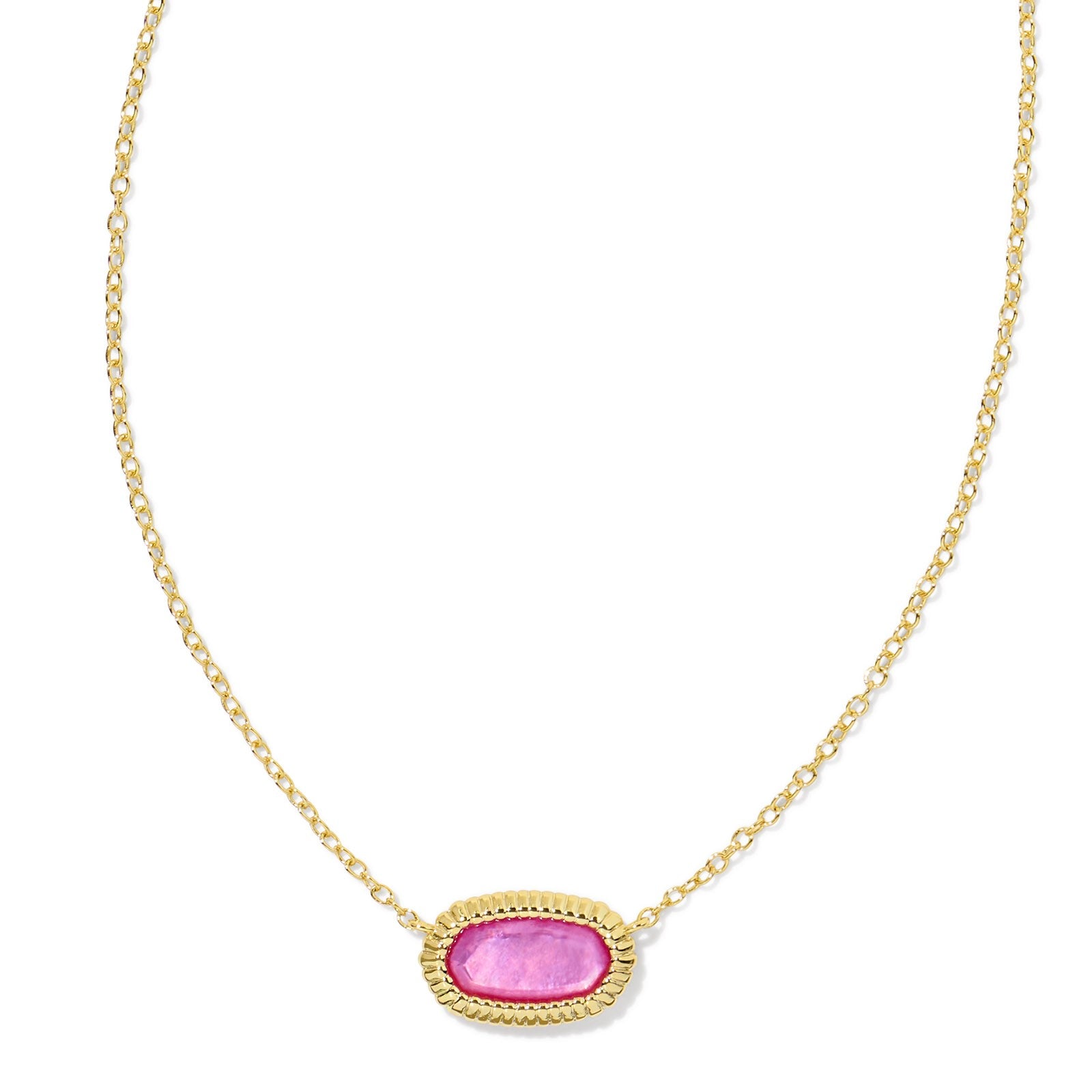 Kendra Scott | Elisa Gold Ridge Frame Short Pendant Necklace in Azalea Illusion - Giddy Up Glamour Boutique