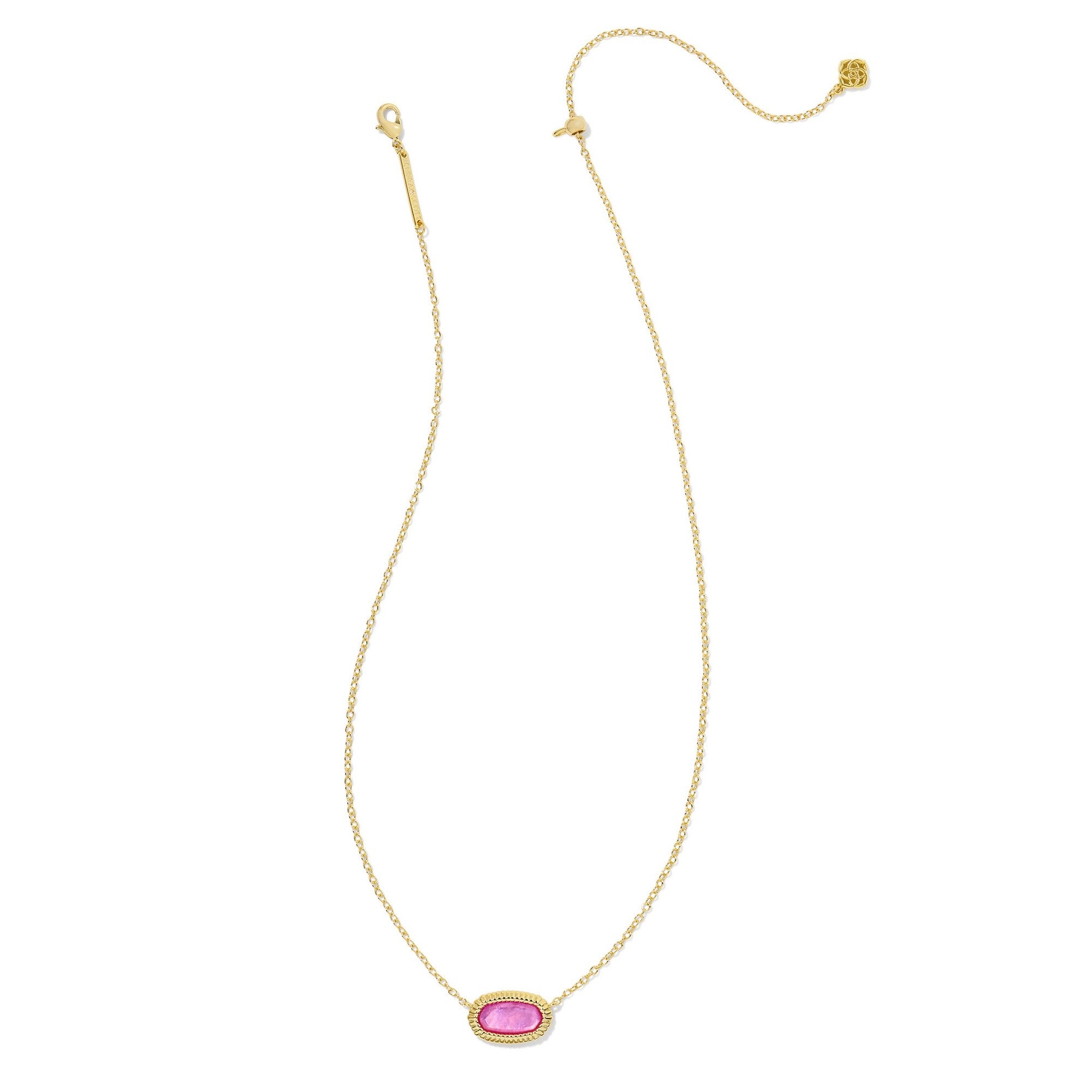 Kendra Scott | Elisa Gold Ridge Frame Short Pendant Necklace in Azalea Illusion - Giddy Up Glamour Boutique