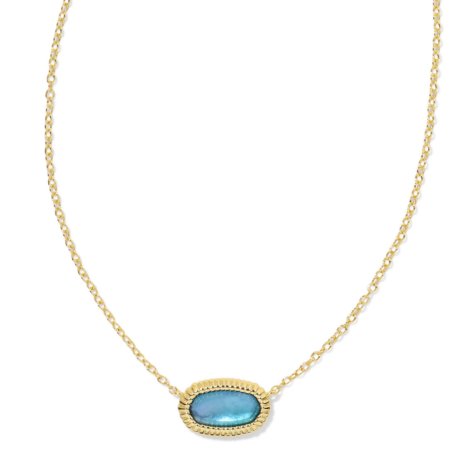 Kendra Scott | Elisa Gold Ridge Frame Short Pendant Necklace in Indigo Watercolor Illusion - Giddy Up Glamour Boutique