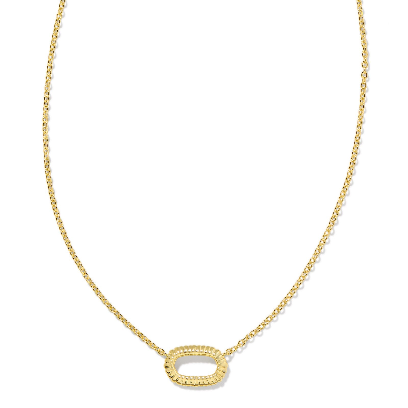 Kendra Scott | Elisa Gold Ridge Open Frame Short Pendant Necklace - Giddy Up Glamour Boutique