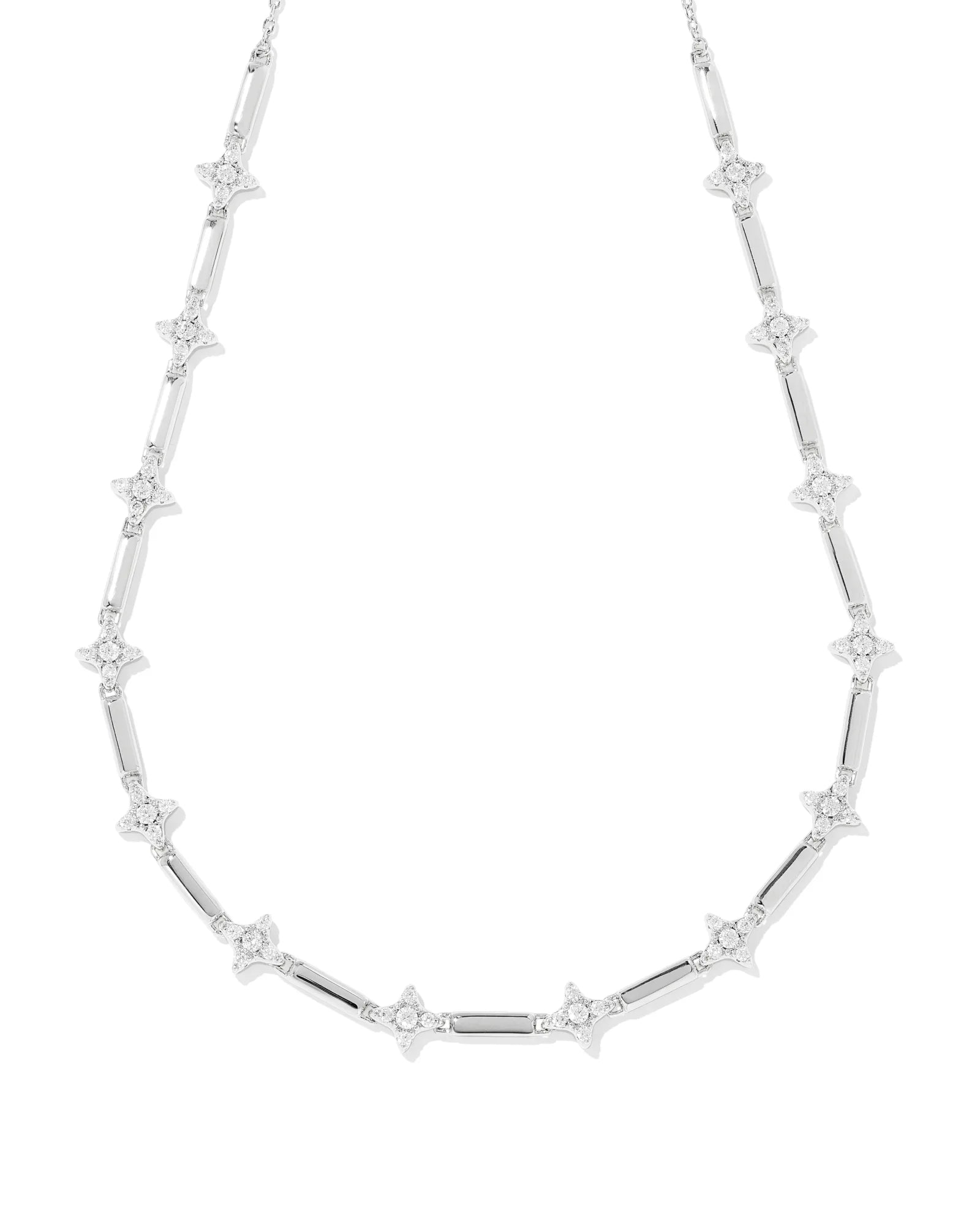 Kendra Scott Holland Silver Strand Necklace in White Crystal