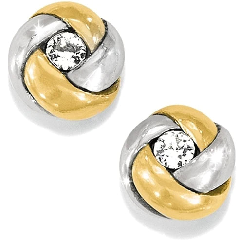 Brighton | Love Me Knot Mini Post Earrings in Silver and Gold Tone - Giddy Up Glamour Boutique