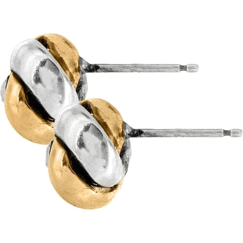 Brighton | Love Me Knot Mini Post Earrings in Silver and Gold Tone - Giddy Up Glamour Boutique