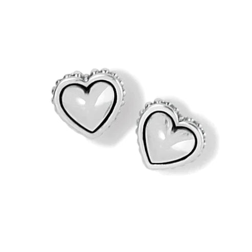 Brighton | Pretty Tough Petite Heart Post Earrings in Silver and Gold Tone - Giddy Up Glamour Boutique