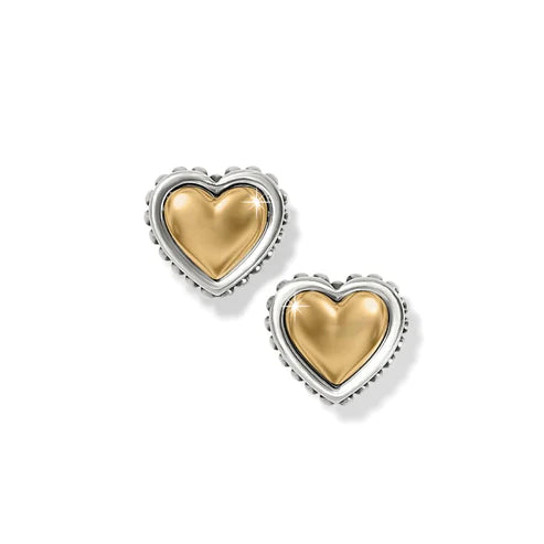 Brighton | Pretty Tough Petite Heart Post Earrings in Silver and Gold Tone - Giddy Up Glamour Boutique