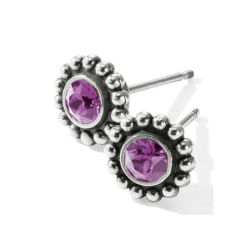 Brighton | Silver Tone Twinkle Mini Post Earrings in Amethyst - Giddy Up Glamour Boutique